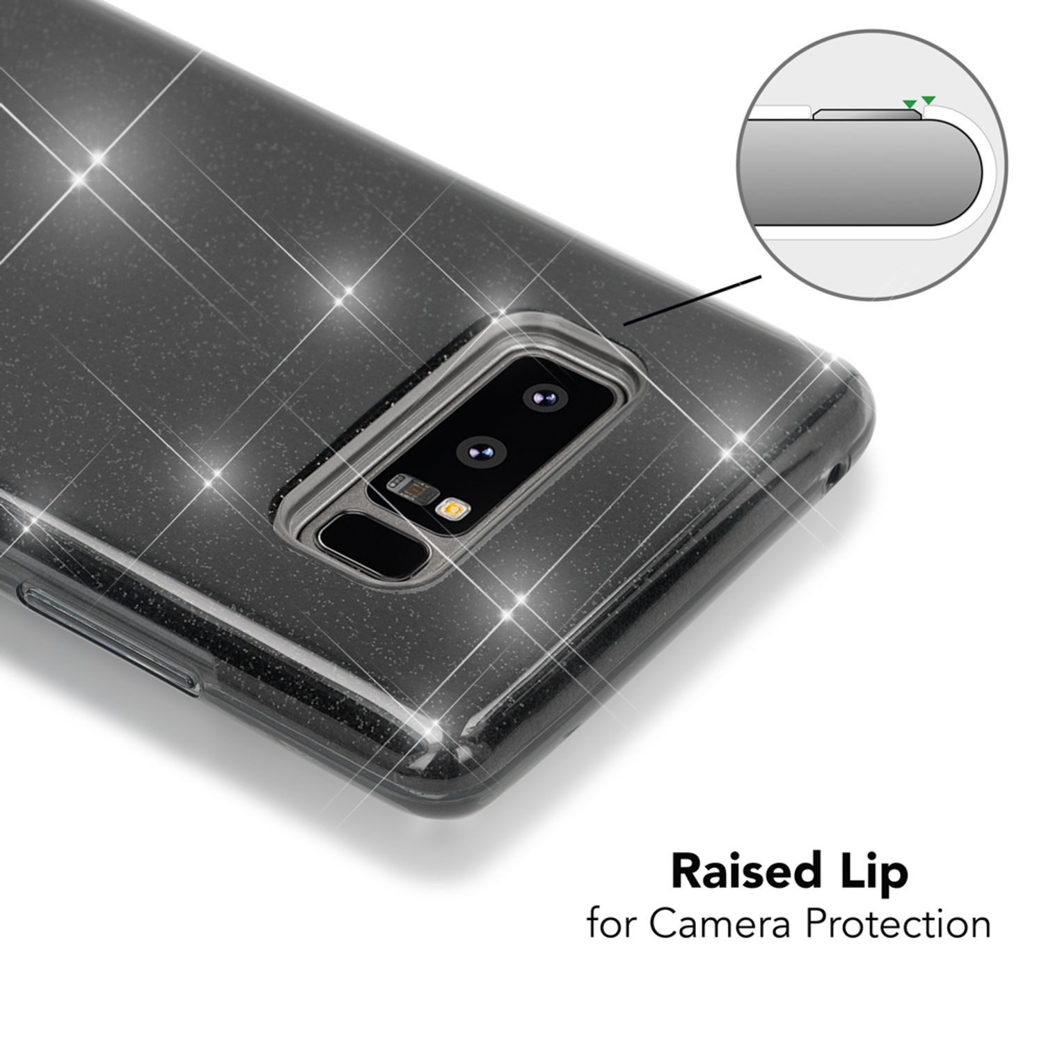 Nalia Smartphone-Hülle Samsung Galaxy Note 8 16 cm (6,3 Zoll), Glitzer Silikon Hülle / Verstärkte Innenseite / Glänzende Schutzhülle