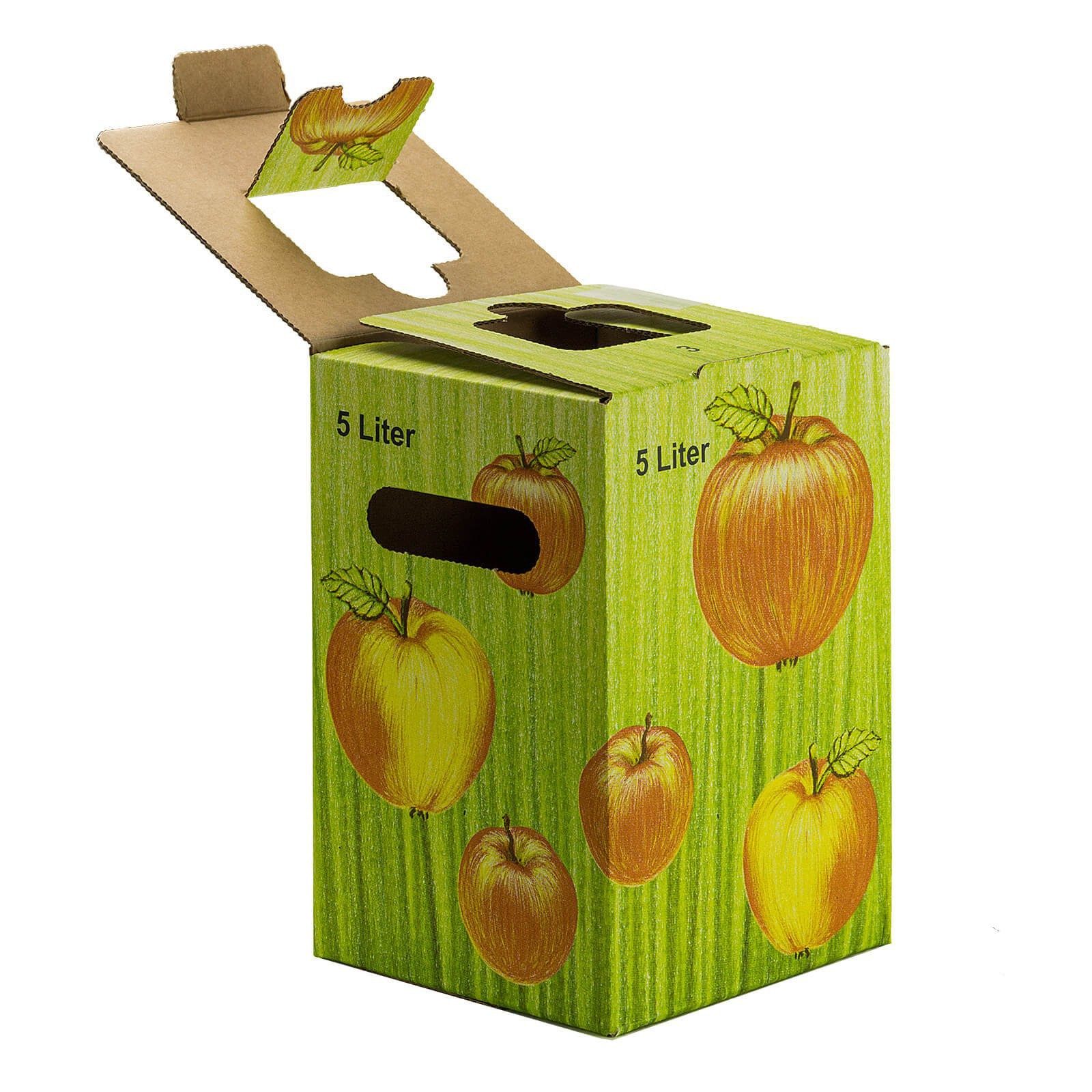 DEMA Entsafter 25x Bag in Box Karton 5L Faltkarton Apfeldekor – Bild 5 von 5