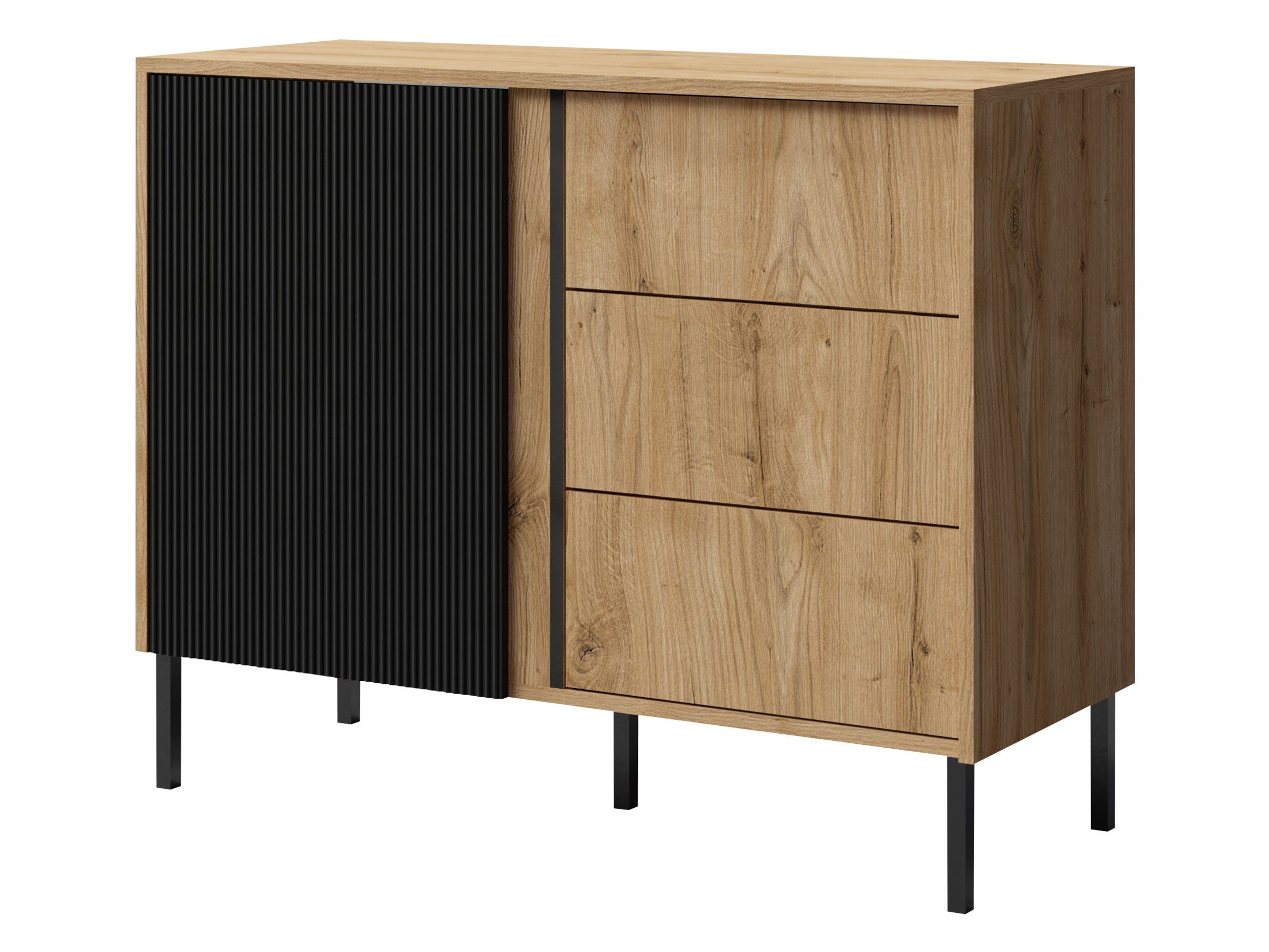 MIRJAN24 Kommode Mia 05 (mit Drehtür und drei Schubladen), Scharniere und Gleitschienen GTV