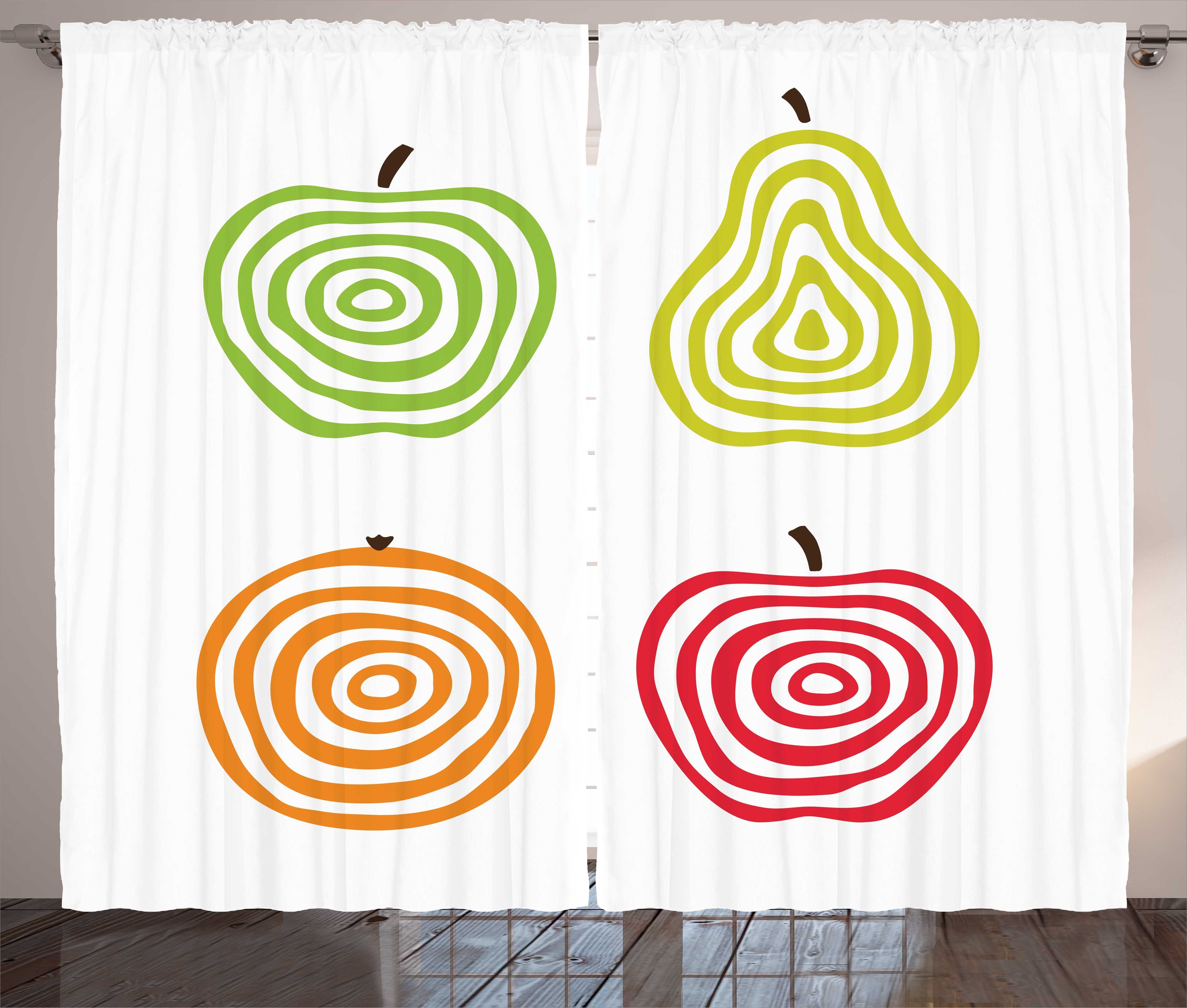 Gardine Schlafzimmer Kräuselband Äpfel Orange und Obst Schlaufen Vorhang Line mit und Haken, Birne Abakuhaus