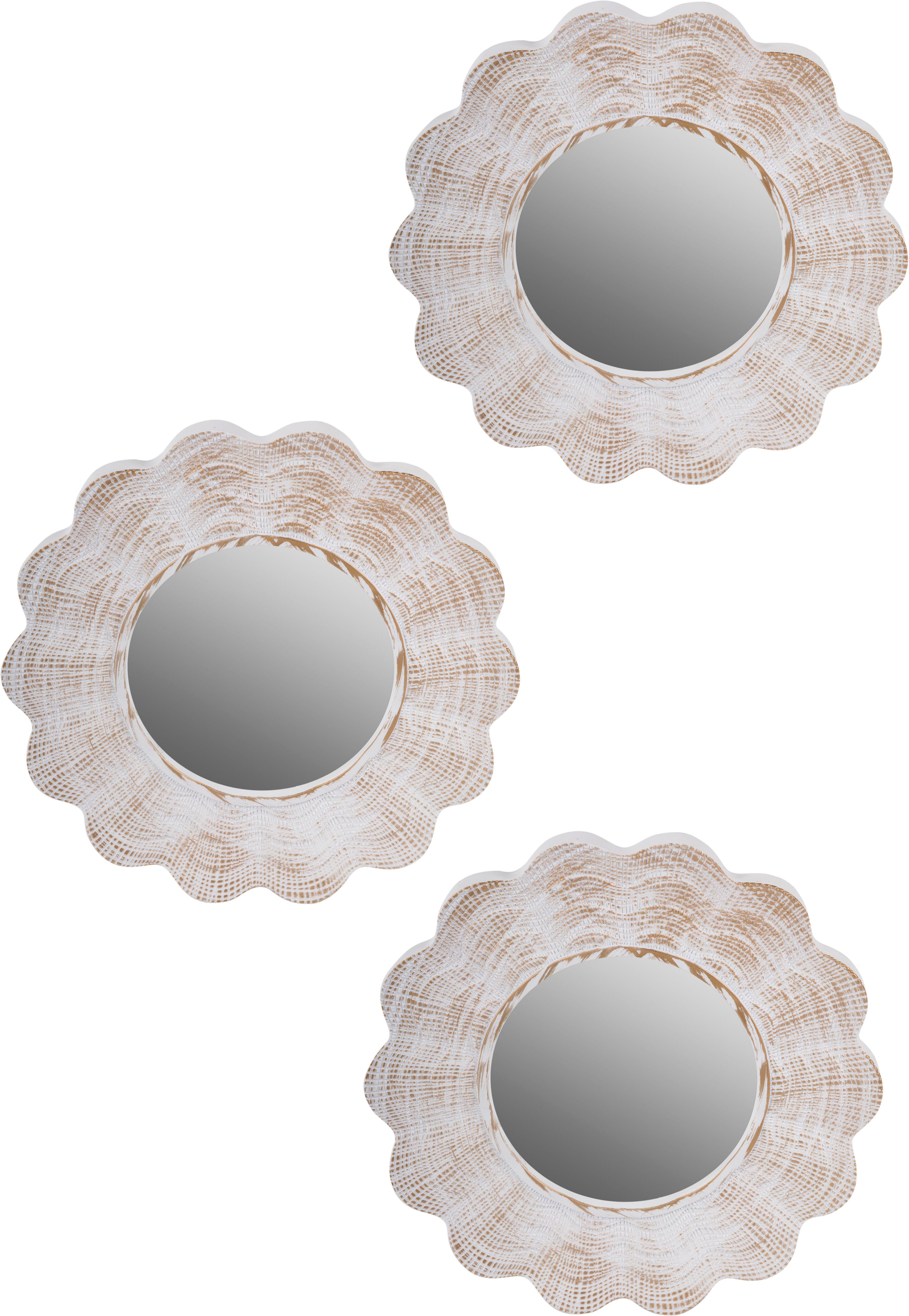 Home affaire Dekospiegel Dahlia, weiß (Set, 3-St), Wandspiegel, Wanddeko, rund, Ø 25 cm, Wohnzimmer. Reduzierter Preis € 14,99. Unverbindliche Preisempfehlung € 32,99