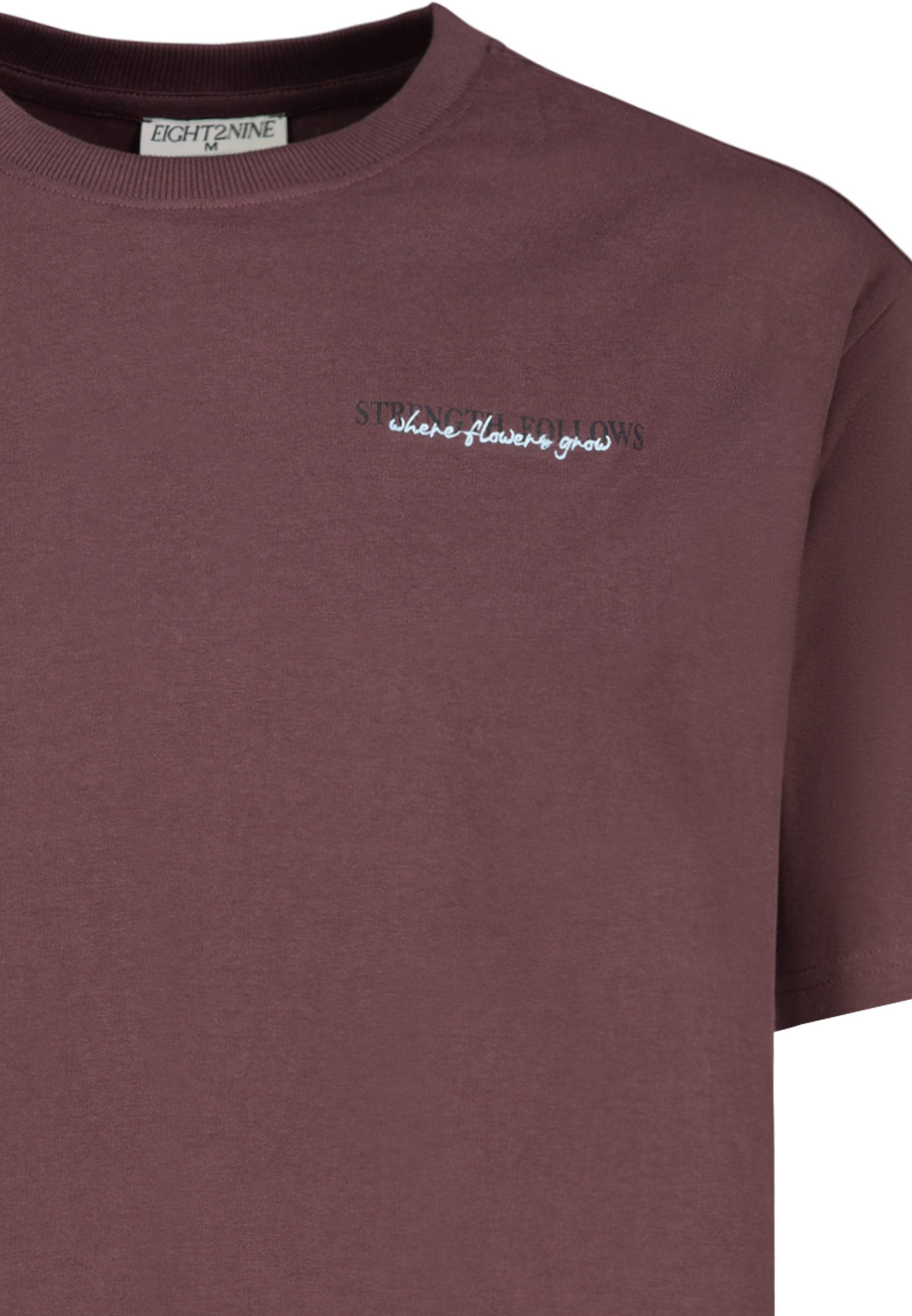 Eight2Nine T-Shirt Herren Baumwollshirt mit Print Oversized Fit, Druck und Stickerei hinten