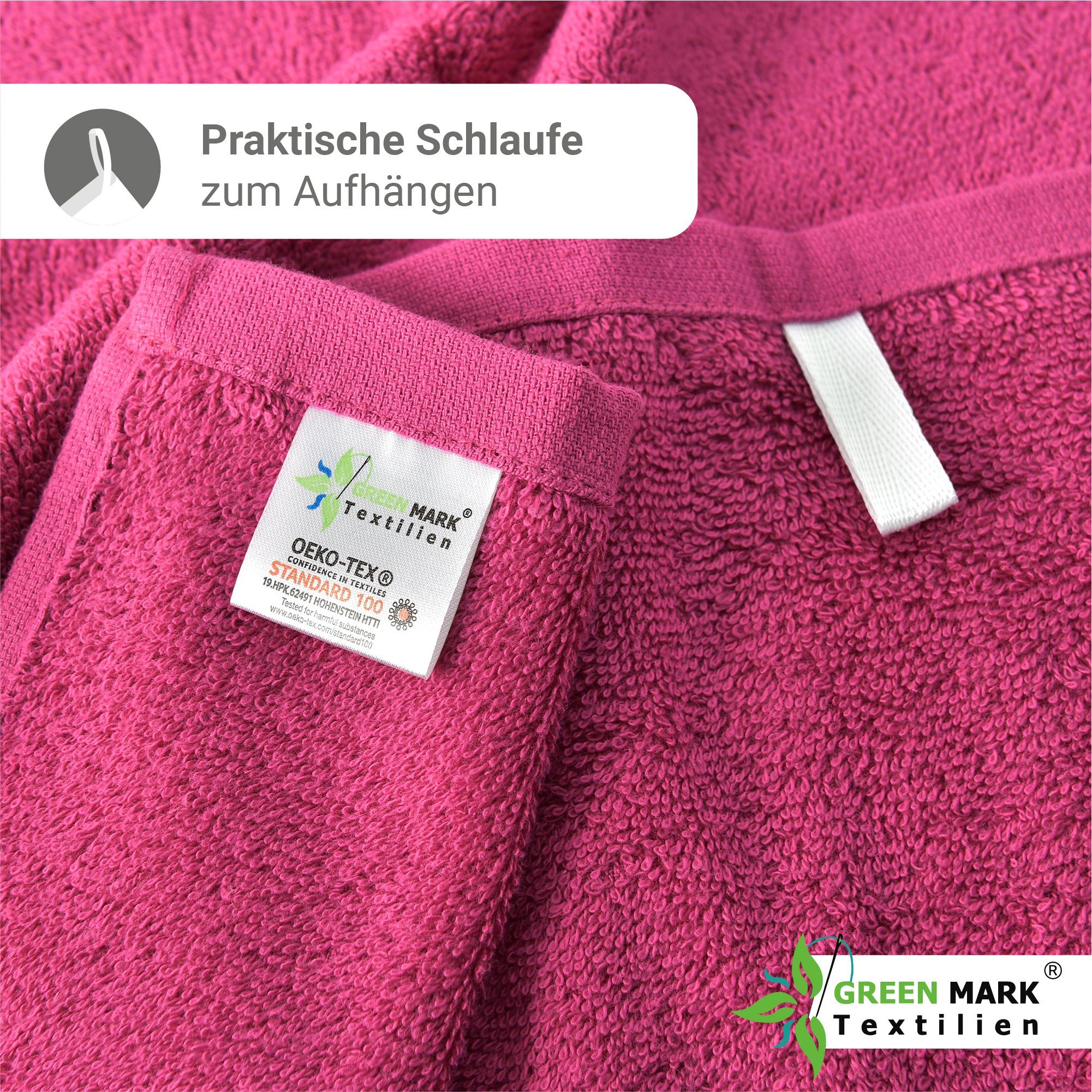 Duschtuch Pink Duschtuch 100% 70x140cm 400gsm, Duschhandtuch (4-St), NatureMark Baumwolle