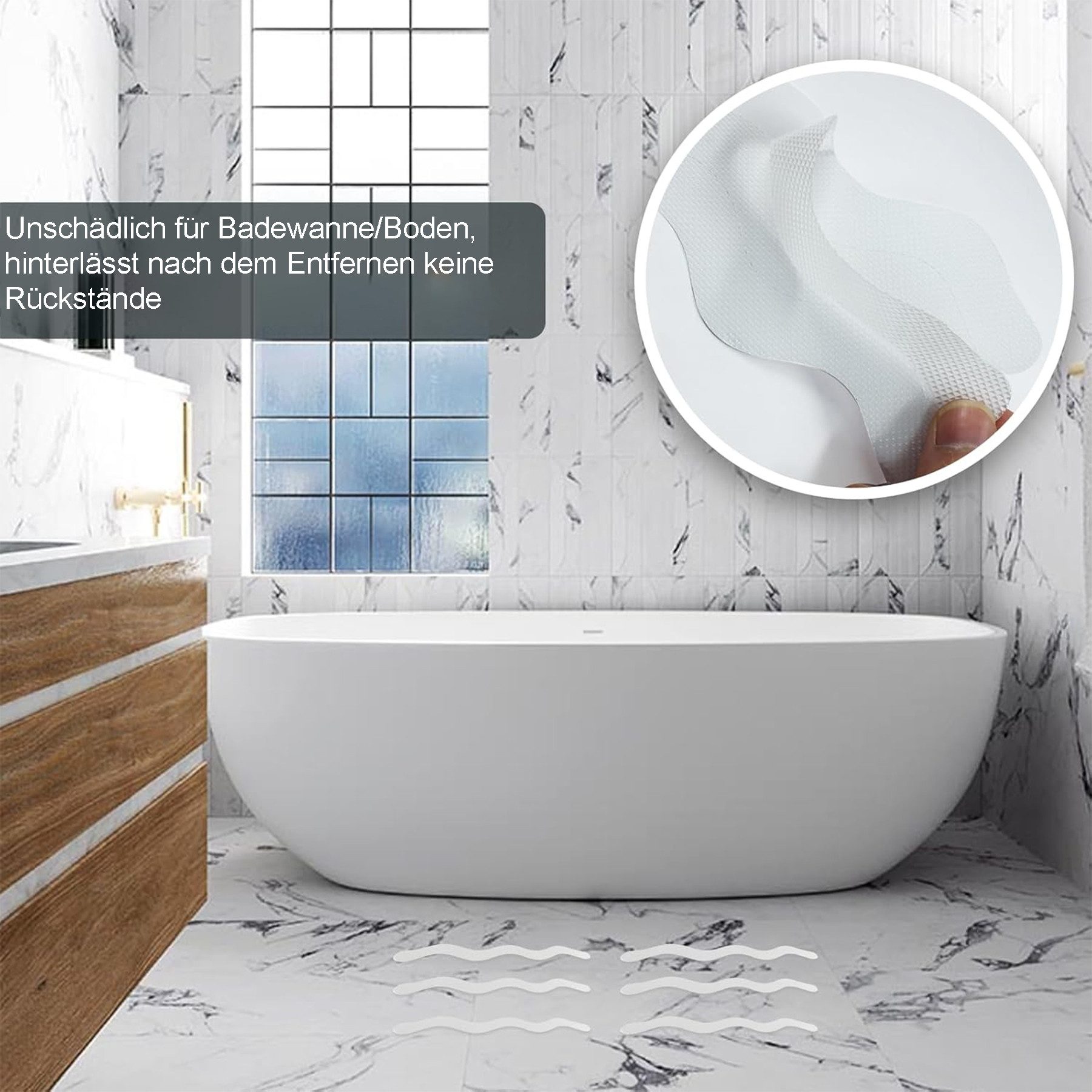 Brave Anti-Slip Stickers for Bathtub & Shower - S-Shaped Non-Slip Pads, 36 Pieces Self-Adhesive Bathtub Stickers - Transparent Shower Mats