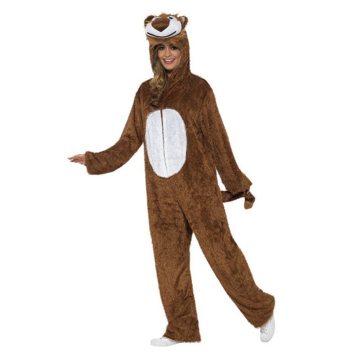 Smiffys Kostüm Flauschiger Löwe Kapuzenoverall Kostüm Gemütlicher Einteiler mit Tierkapuze