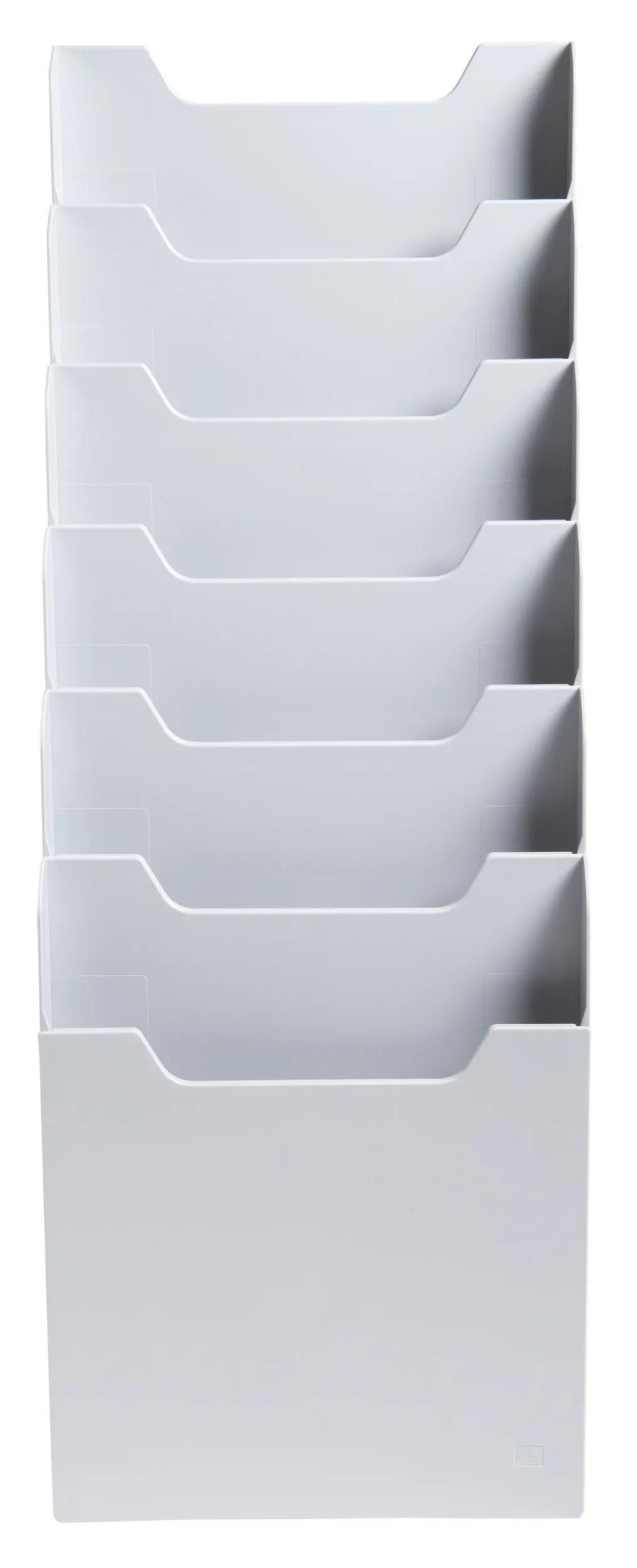 EXACOMPTA Zeitungsständer Wandprospektständer vertikal 6 Fächer A4 Lichtgrau 63740D, Wandpresentation