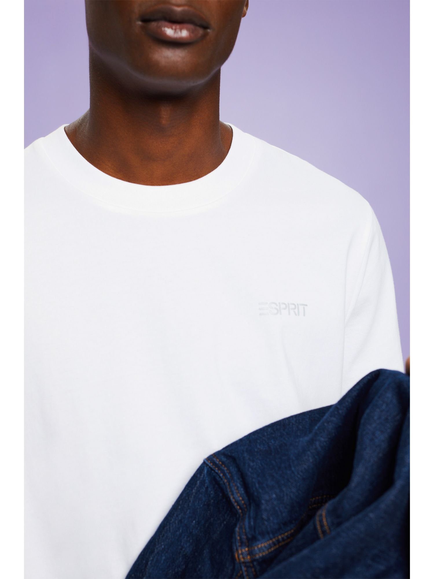 Esprit Unisex (1-tlg) T-Shirt WHITE Logo-T-Shirt