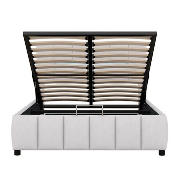 WISHDOR Polsterbett Plattformbett, Daybed, Doppelbett, Familienbett, Gästebett (Modernes Bettgestell mit Stauraum, mit LED-Beleuchtung 140x200cm), Ohne Matratze