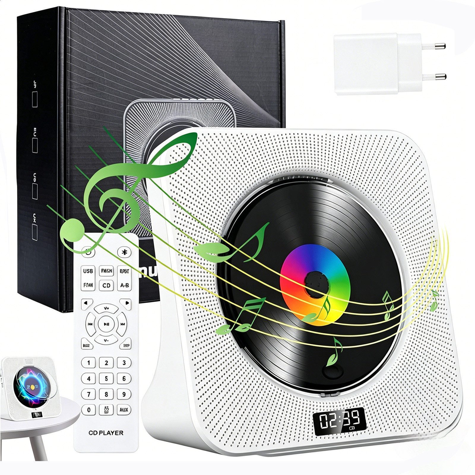 AKKEE Tragbar mit Bluetooth 5.0, CD-Musik, HiFi-Sound-Lautsprecher CD-Player CD-Player (Bluetooth)