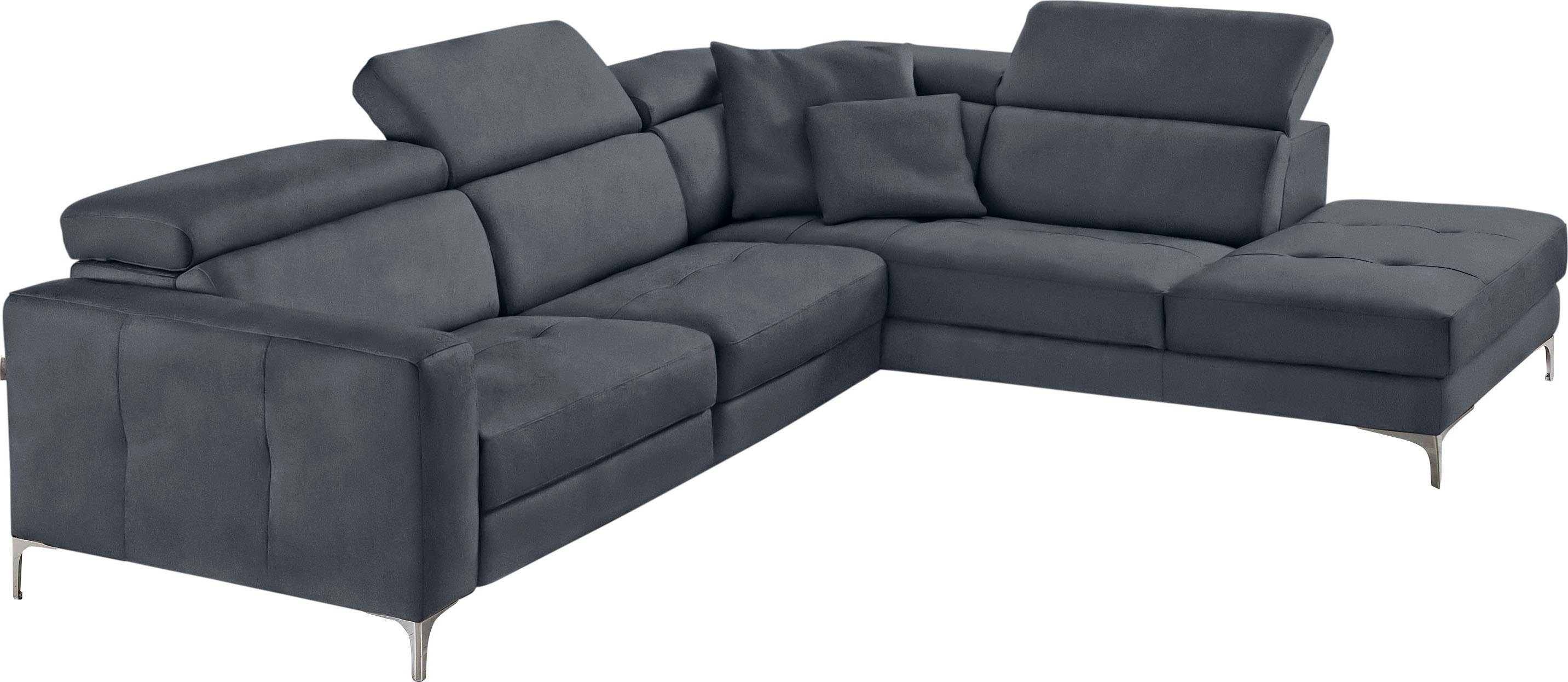 Egoitaliano Ecksofa Matt, hoher Sitzkomfort und aufwendige Detailverarbeitung, L-Form, mit Ottomane, inkl. verstellbarer Kopfteile zum Relaxen