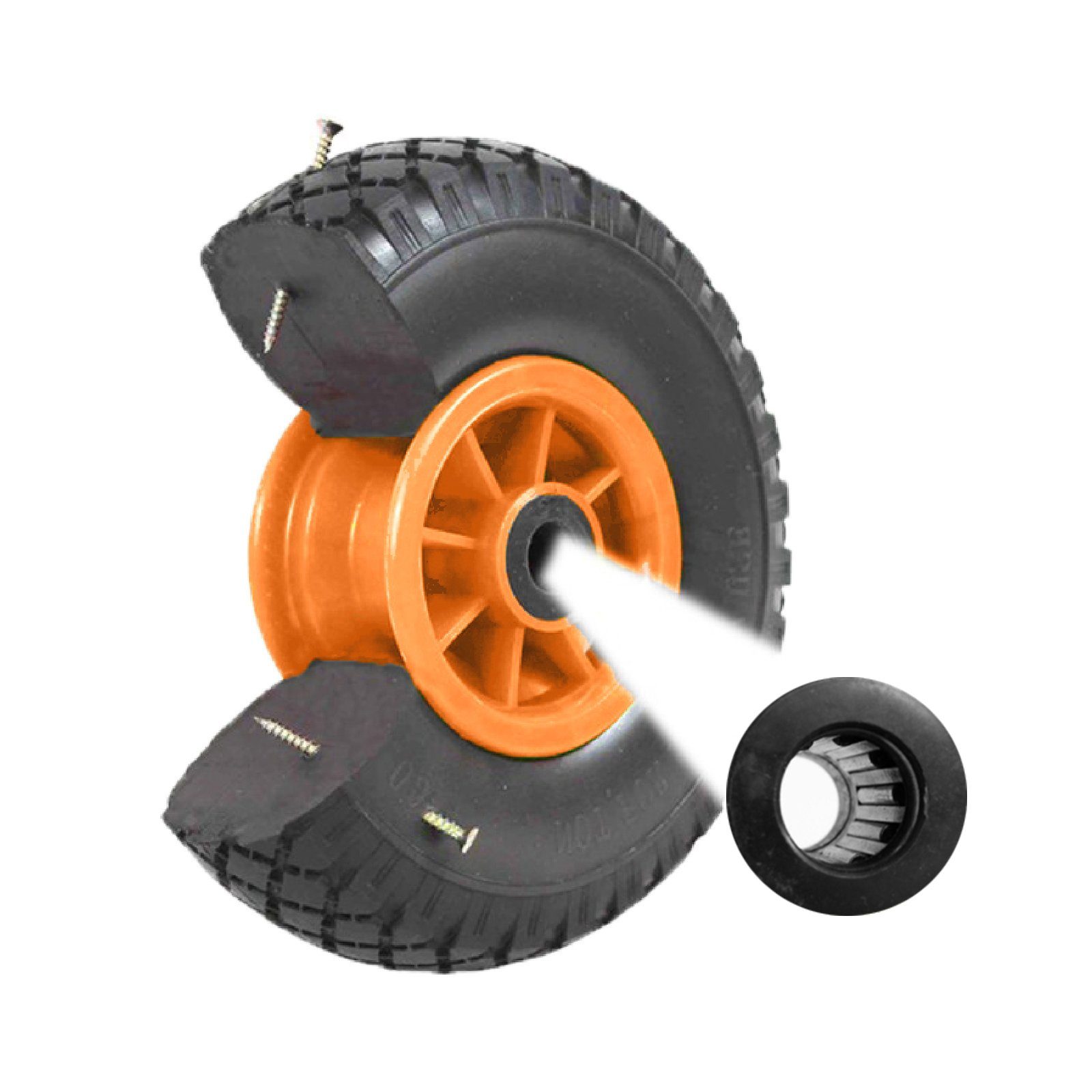Sackkarren-Rad Sackkarrenrad Vollgummi 260x85 mm 3.00-4 Achsenlager 75 mm PU Ersatzra