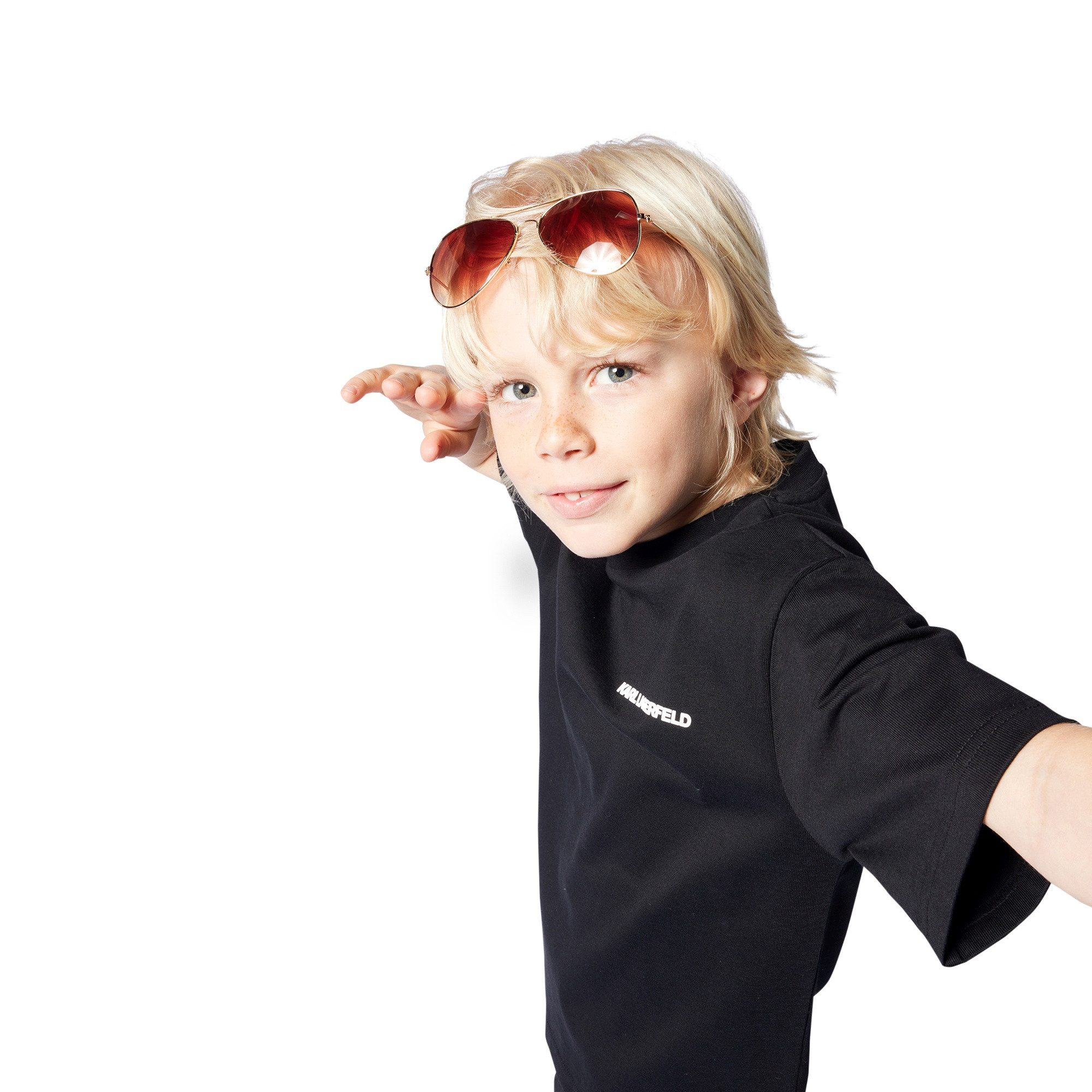 KARL LAGERFELD Print-Shirt KARL LAGERFELD Kids T-Shirt schwarz mit Logo und Rückenprint