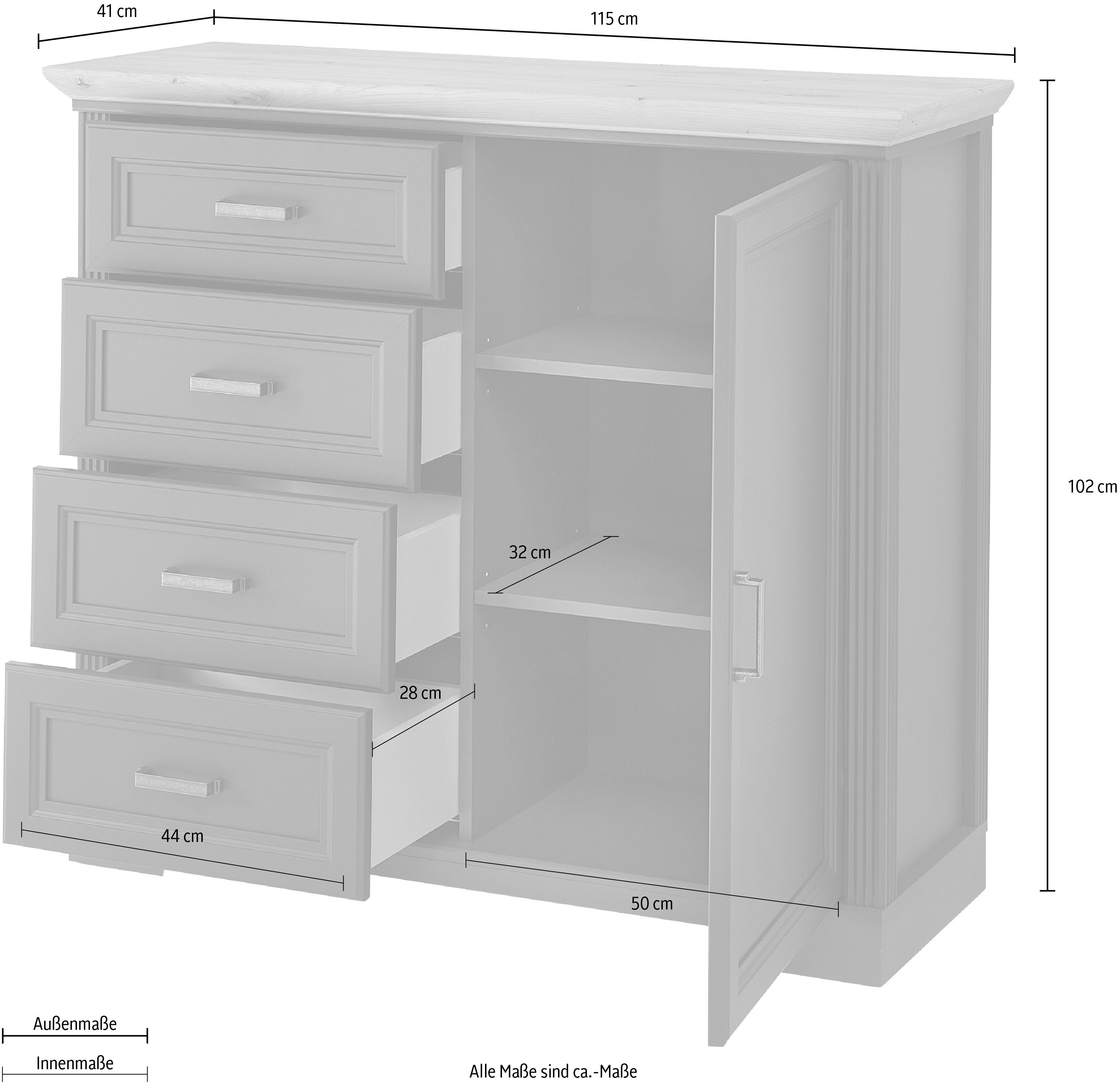 cm Breite | Kommode Eiche hell 115 Innostyle hell/Artisan Pinie Pinie Jasmin,