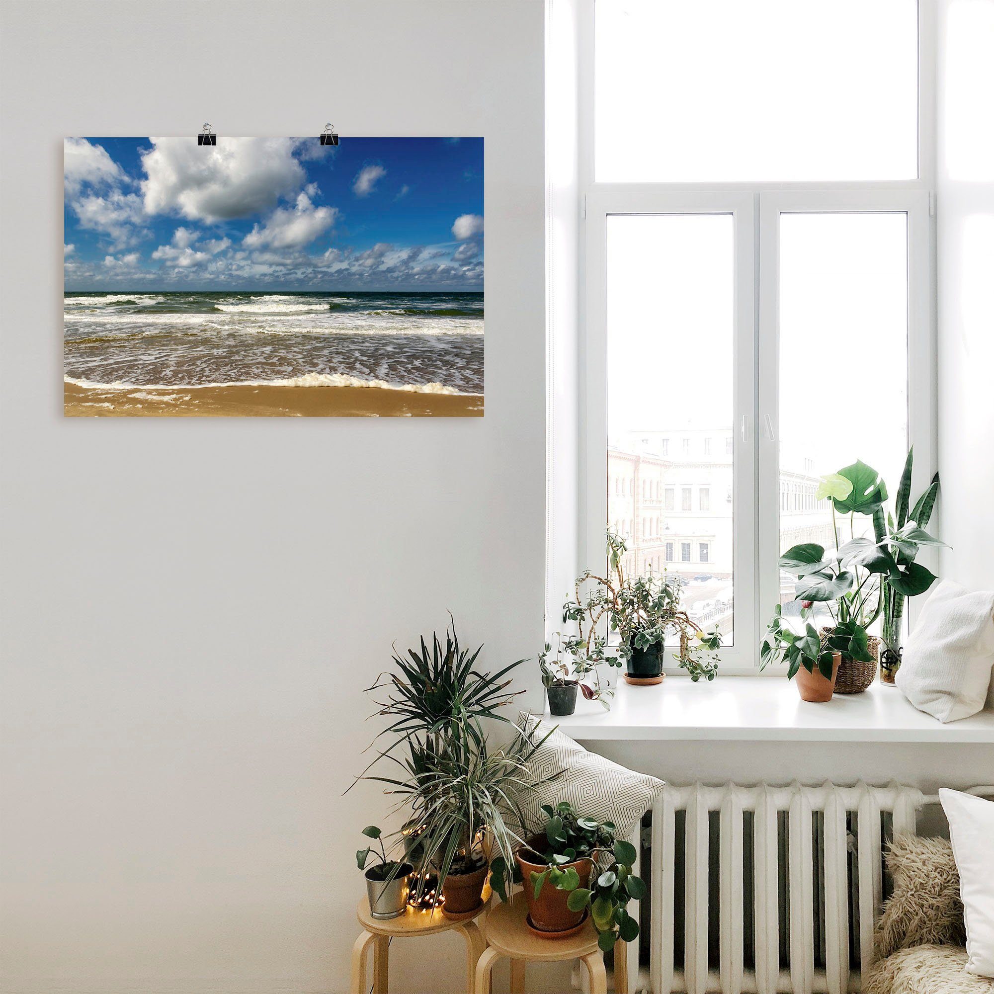 Artland Wandbild Meeresblick Strand Paal, als in Wandaufkleber Alubild, (1 versch. Größen Leinwandbild, oder Strandbilder Poster St)