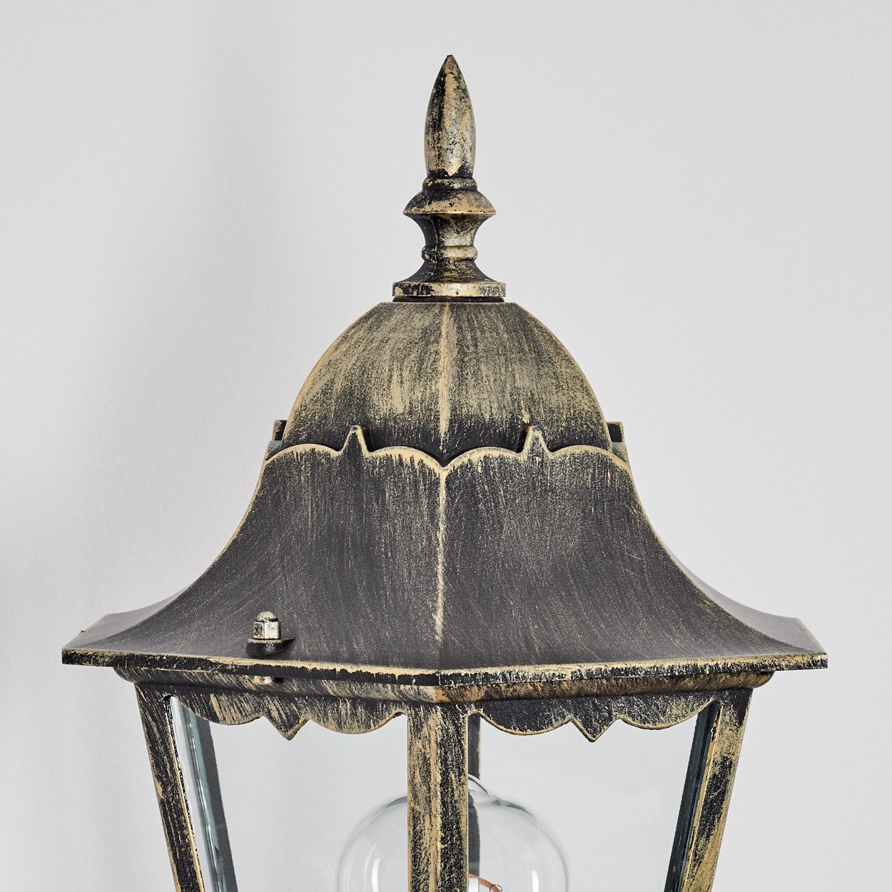 hofstein Außen-Wandleuchte Außenwandlampe aus Metall/Glas in Schwarz/Goldfarben/Klar, ohne Leuchtmittel, Wandleuchte außen im Retro/Vintage/Antik/Landhaus-Design, E27, IP44