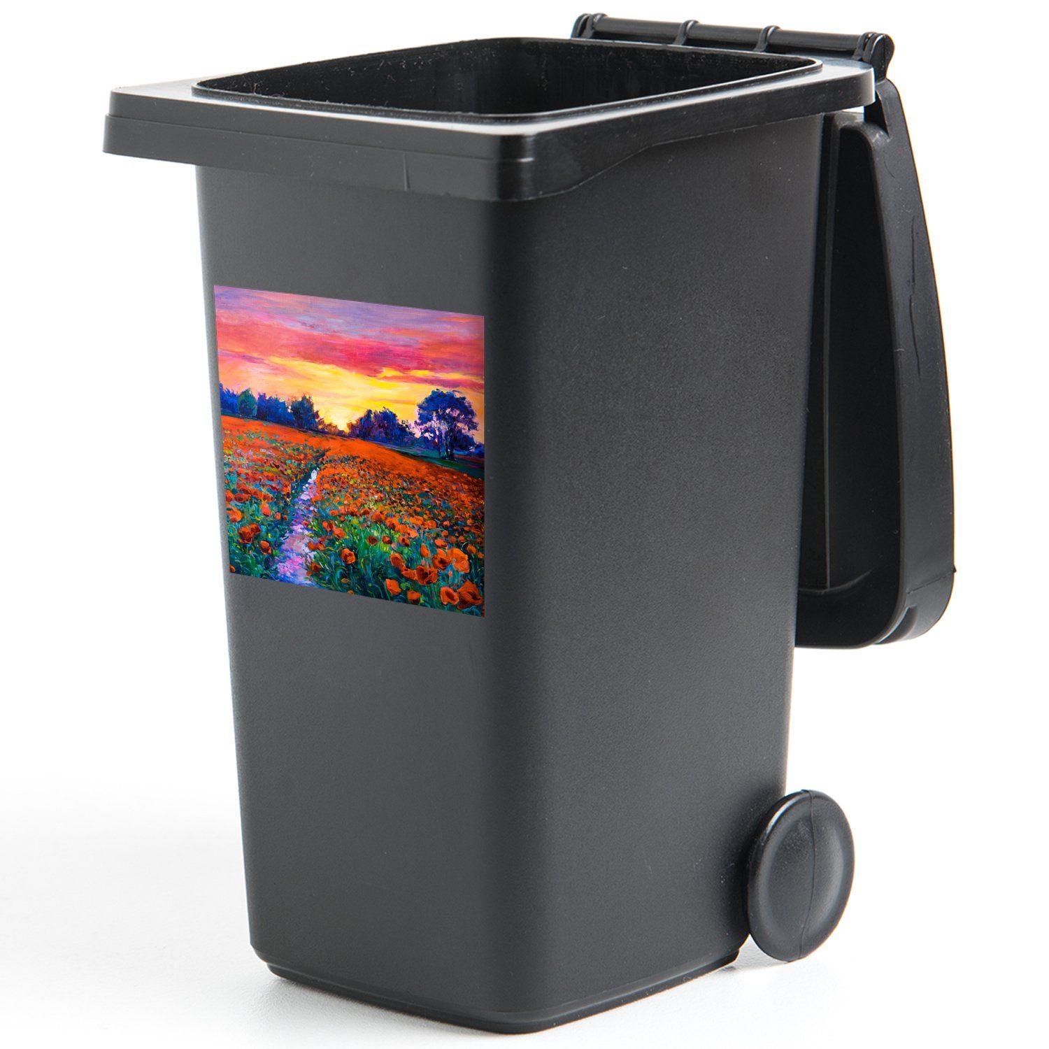 MuchoWow Ölfarbe Natur Wandsticker St), - Blumen Mülleimer-aufkleber, Mülltonne, Sticker, - Container, Malerei Abfalbehälter (1 -