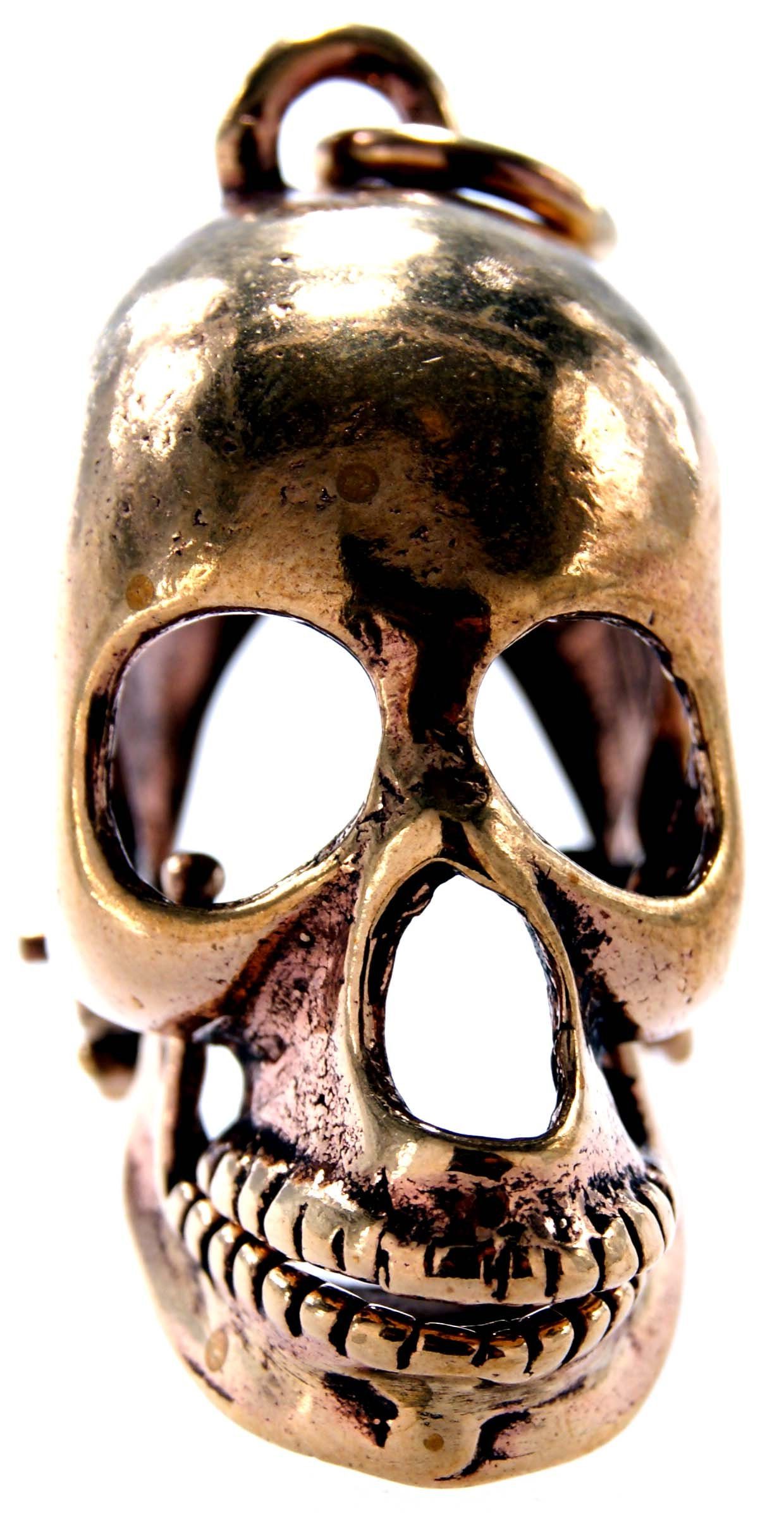 großer Bronze Kettenanhänger Schädel Biker Leather Rocker Kiss of Totenkopf Anhänger Skull