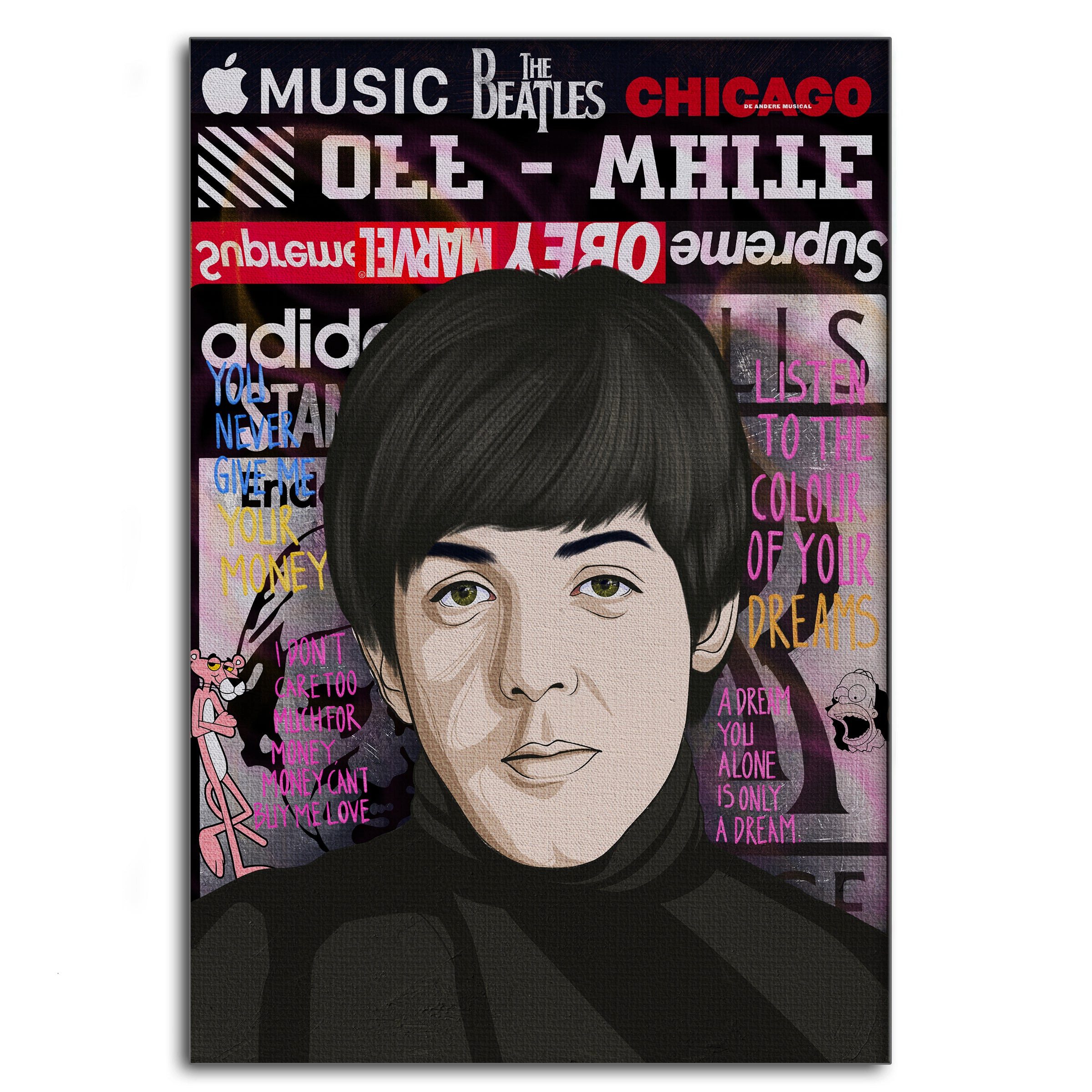 SimpleCanvas Wandbild The Beatles - Leinwandbild Pop Art, Wandbild Pop Art, Portrait, Beatles