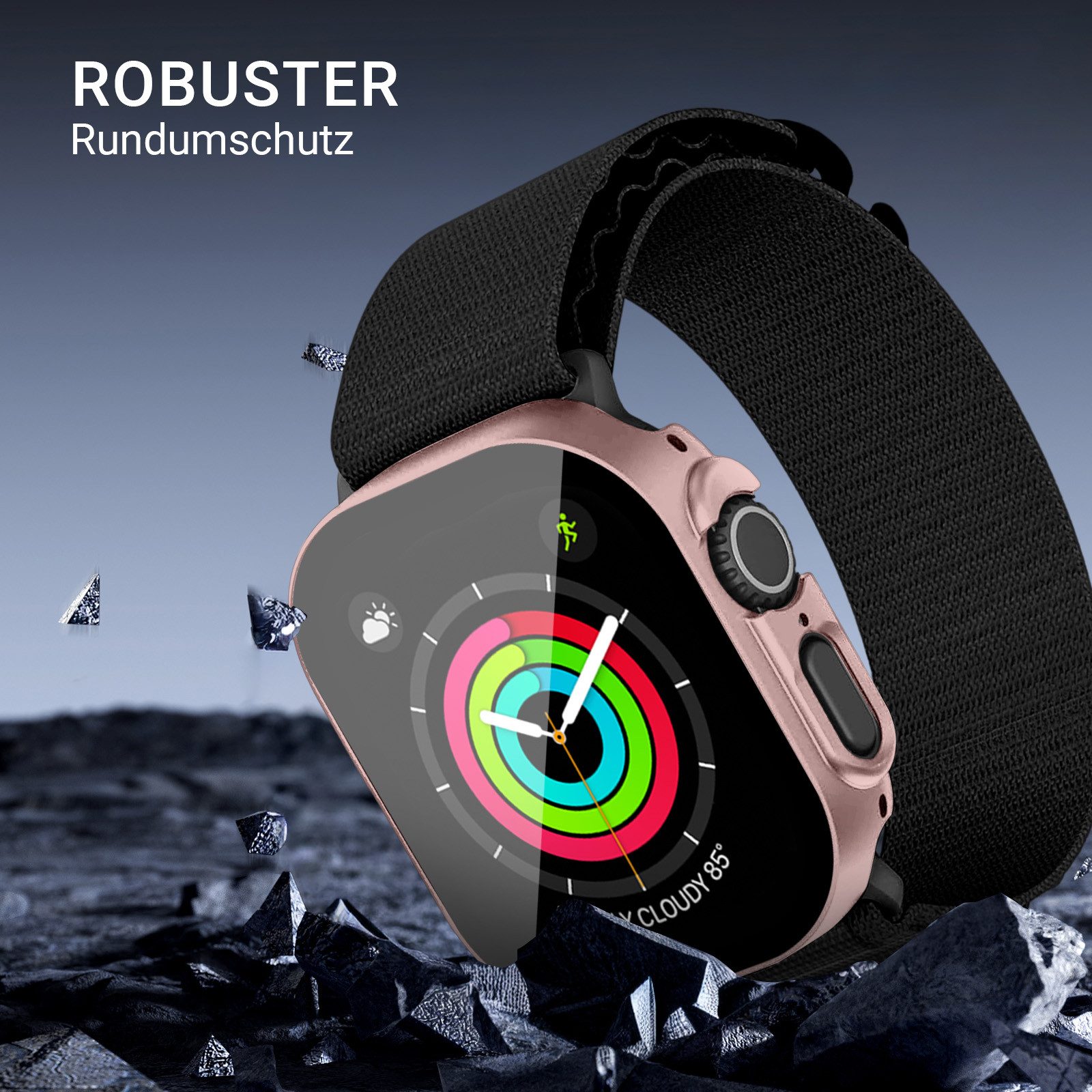 Tec-Expert Smartwatch-Hülle Hülle mit integr. Displayschutz für Apple Watch Ultra 1 / 2 / 3 49mm 49 mm, Rundum Schutz Cover Case Bumper stoß-und kratzfest robus – Bild 5 von 5