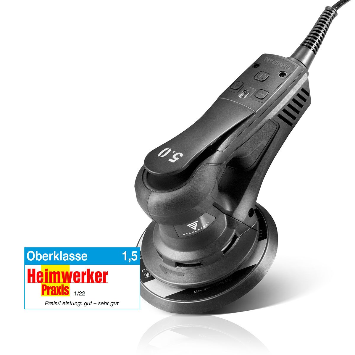 STAHLWERK Exzenterschleifer ES-150 ST Brushless Rotationsschleifer Handschleifer 350 Watt, max. 10000 U/min, (Packung, 1 tlg)