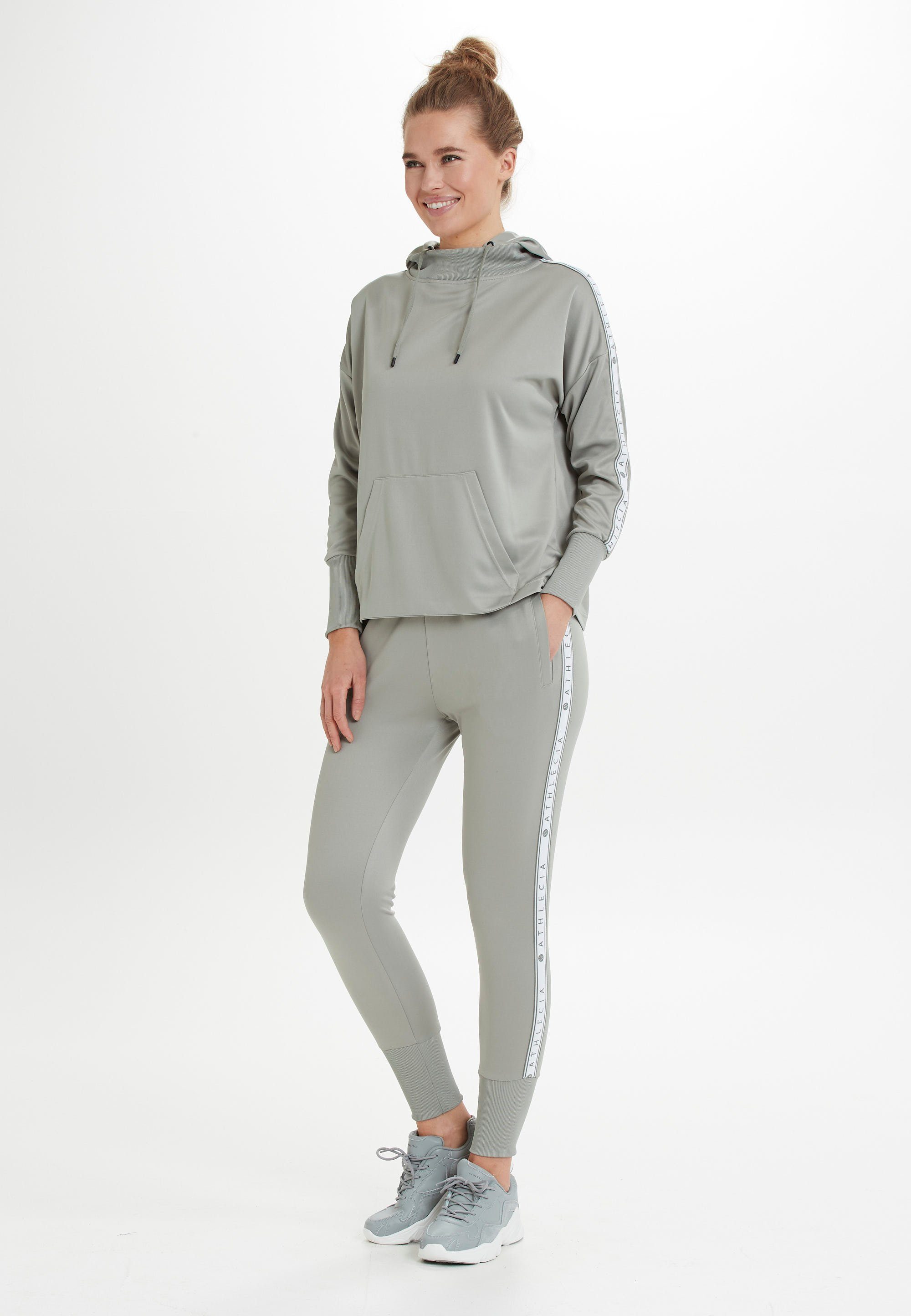 Sella mit W hippen Logoprint-Streifen Kapuzensweatshirt ATHLECIA hellgrün