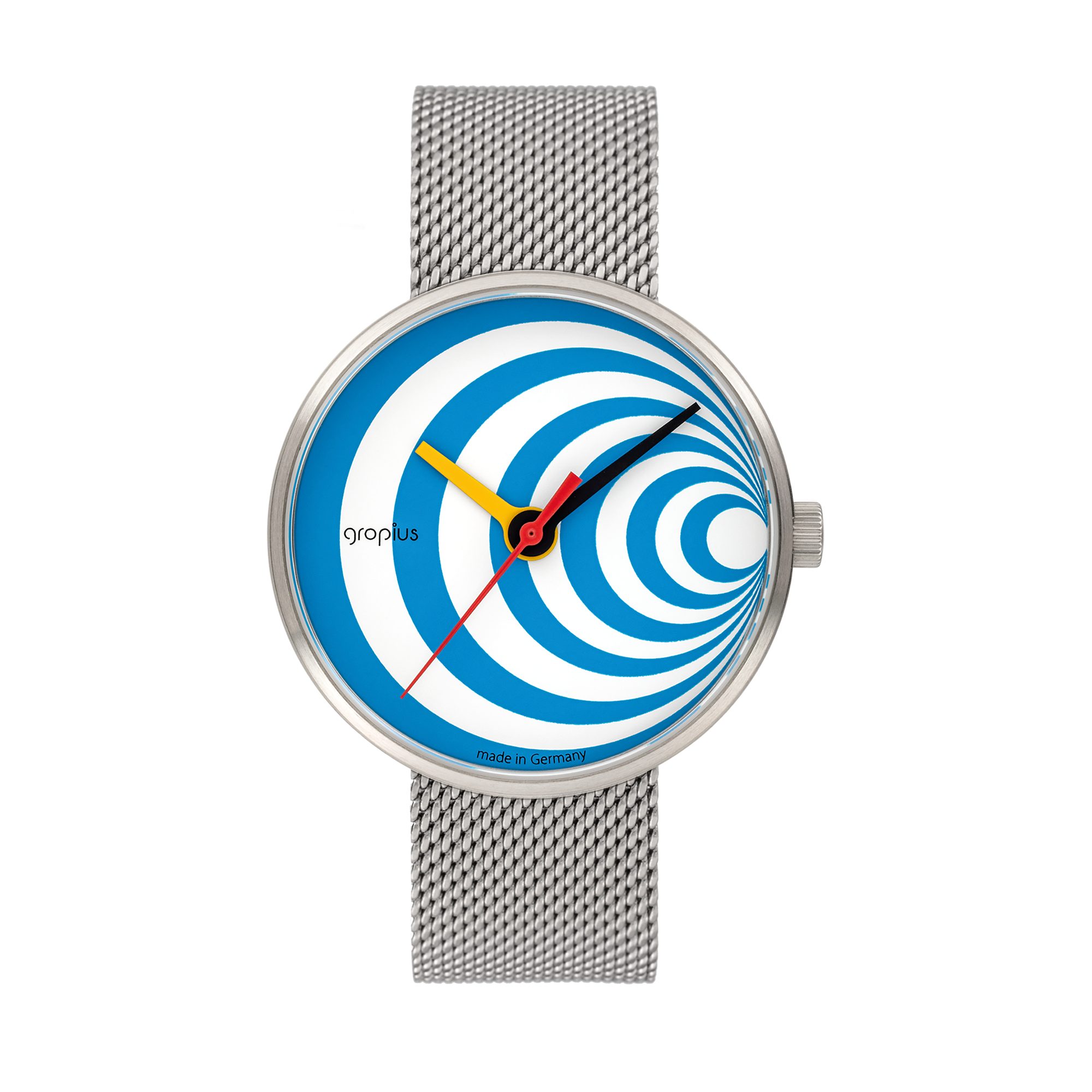 Walter Gropius Quarzuhr Made in Germany, Saphirglas, Forum Excentric - WG 002-03M, Designeruhr, Edelstahlband mit Easy-Release System, Edelstahlgehäuse