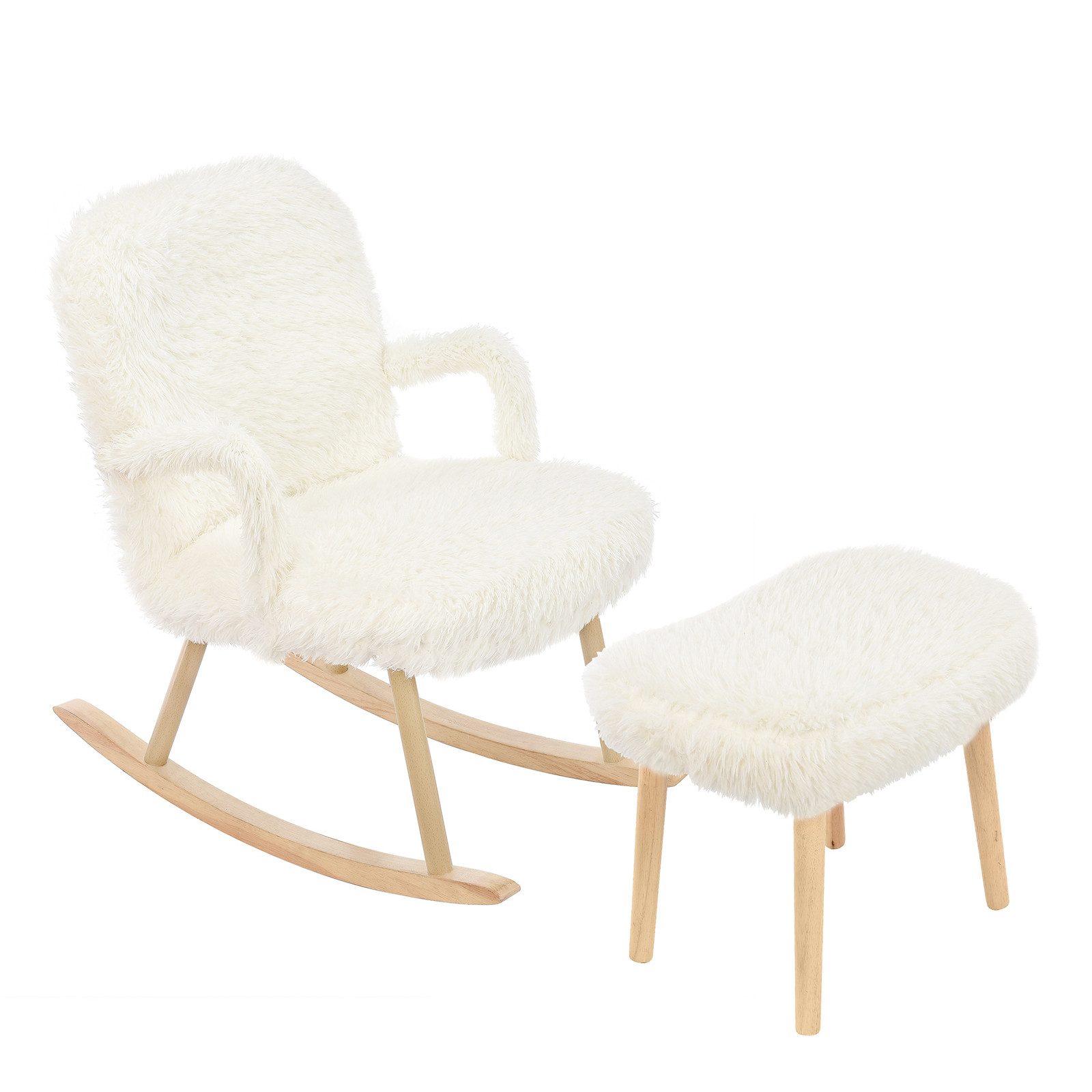 FUROKOY Schaukelstuhl Schaukelsessel Relaxsessel mit Hocker,Stillsessel günstig online kaufen