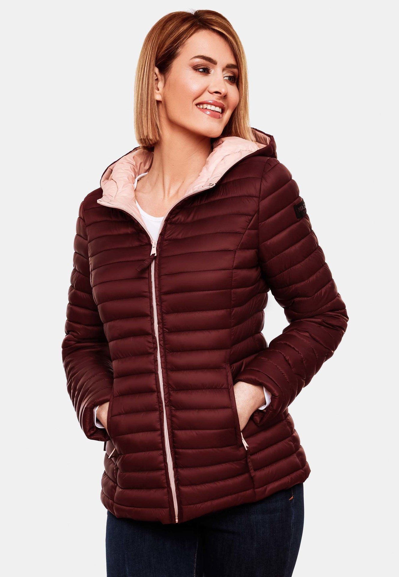 Marikoo Steppjacke Marikoo Asraa Damen Steppjacke B857 Übergangsjacke mit kontrastfarbendem Reißverschluss