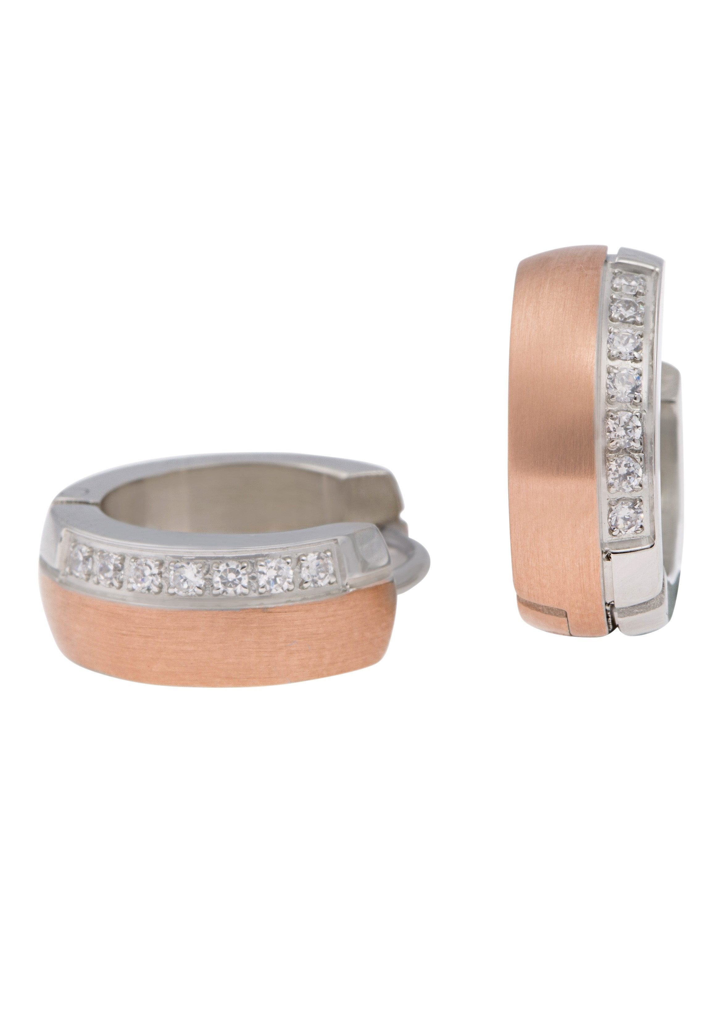 Firetti Paar Creolen Schmuck Geschenk Ohrschmuck bicolor glitzernd, mit Zirkonia (synth)