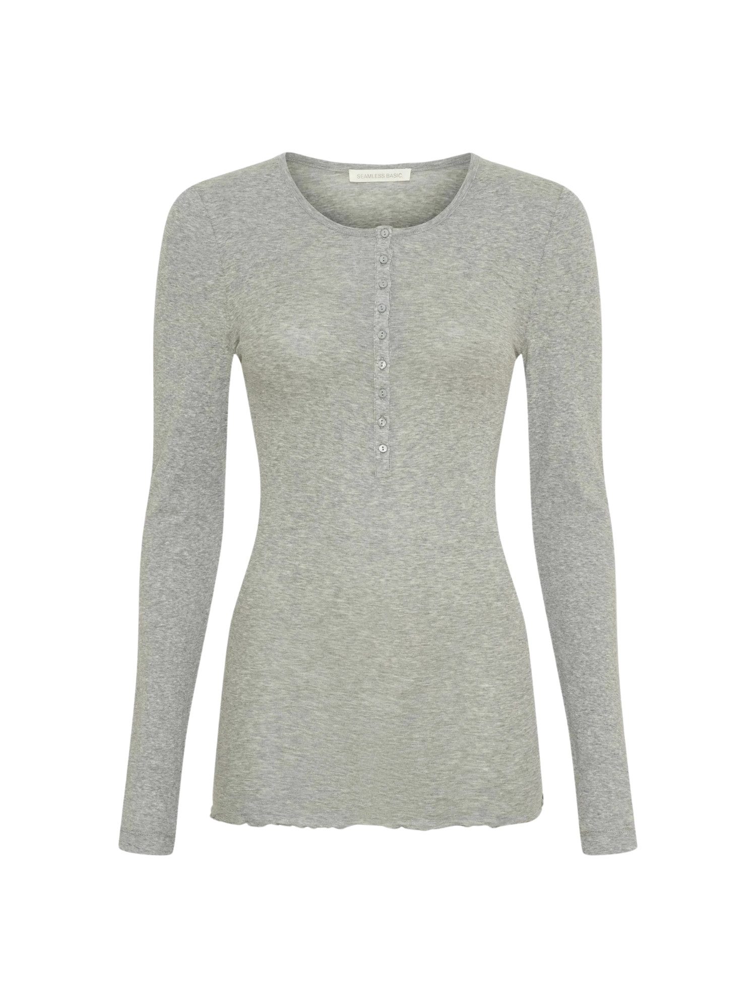 Seamless Basic Langarmhemd Seamless Basic Shirt Cotton Granddad