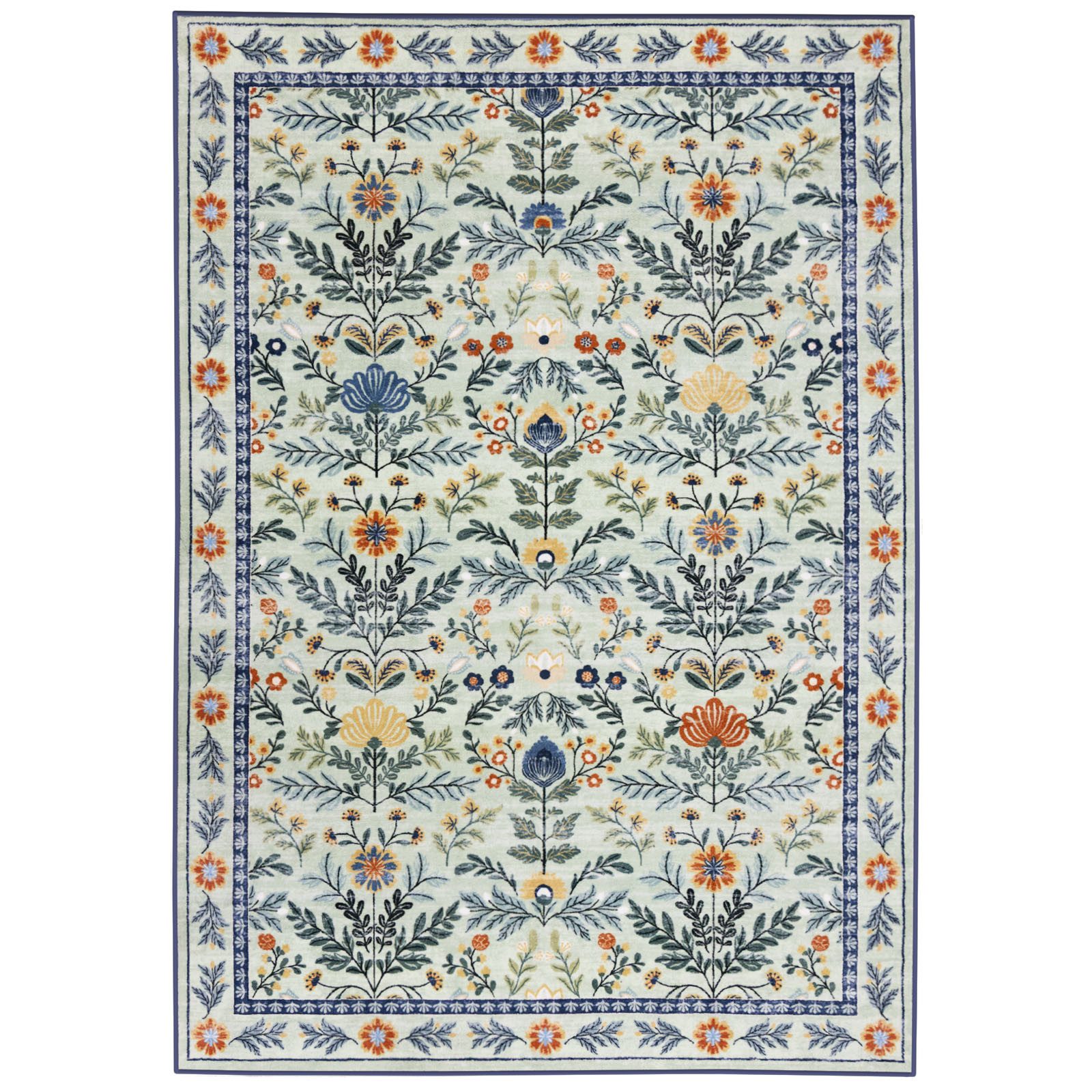 Floordirekt Teppich Cascada, klassischer Wohnteppich mit Blumen-Blattmuster, bunte Farben, rechteckig, Kurzflorteppich mit komfortabel, sanfter Oberfläche, 160x230 cm