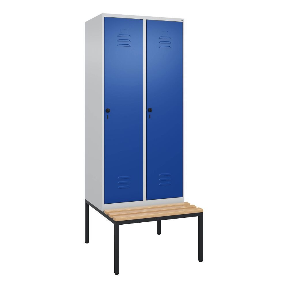 C+P Garderobenschrank Garderobenschrank Classic Plus, Abteilbreite 40 cm, mit Sitzbank Raumgewinn durch Korpushöhe 1700 mm