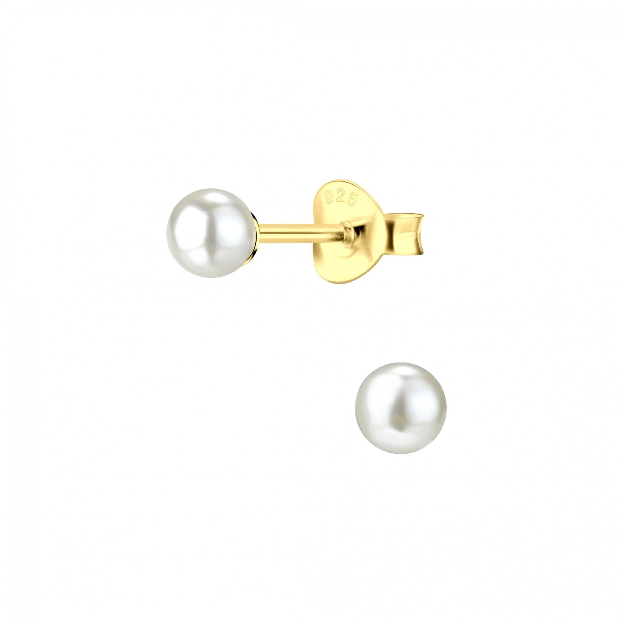 ALEXANDER YORK Paar Ohrstecker PERLE classic 4 mm in Gold I weiß, 2-tlg., 925 Sterling Silber