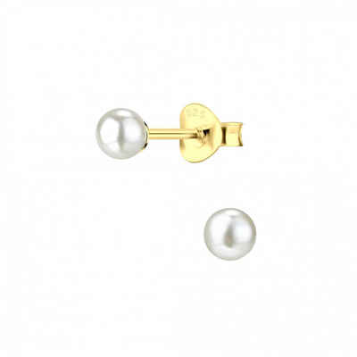 ALEXANDER YORK Paar Ohrstecker PERLE classic 4 mm in Gold I weiß, 2-tlg., 925 Sterling Silber