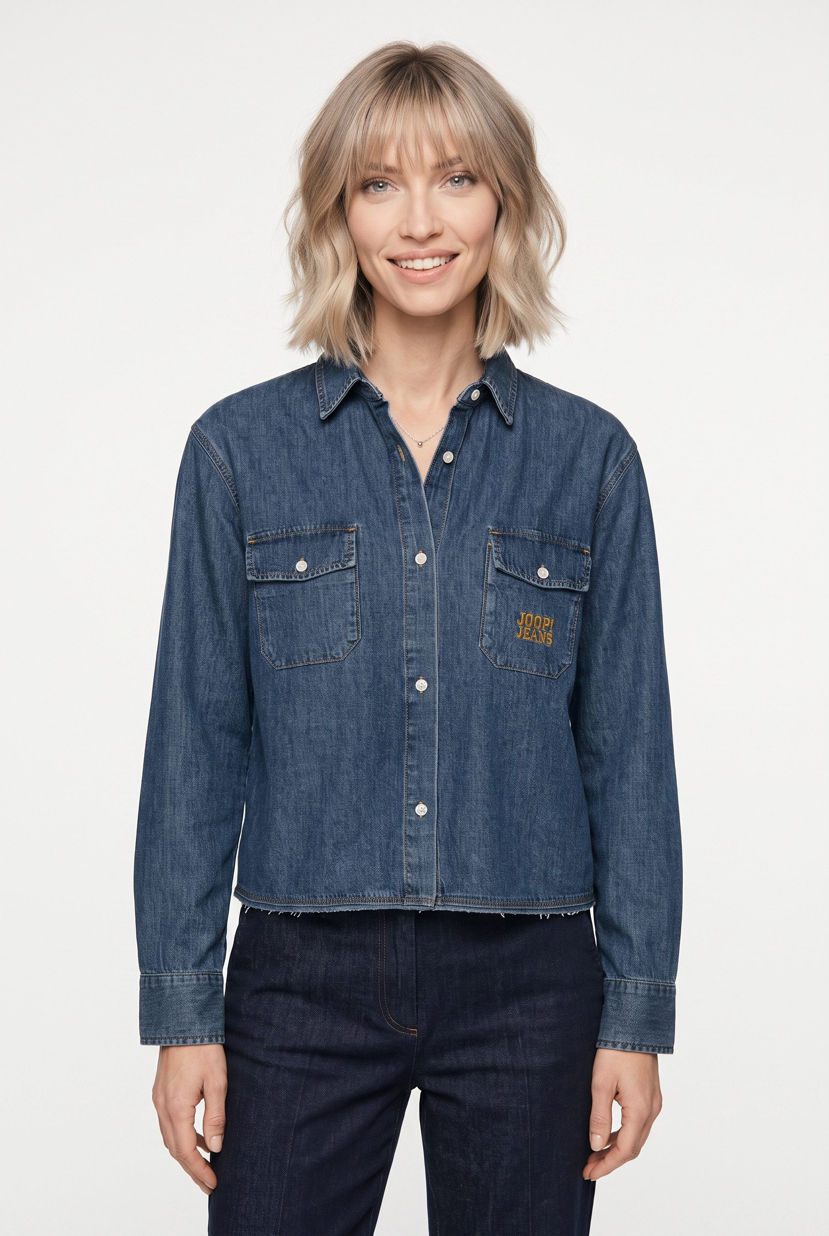 JOOP! Jeansbluse Ude Regular fit mit Hemdkragen und Rückenfalte