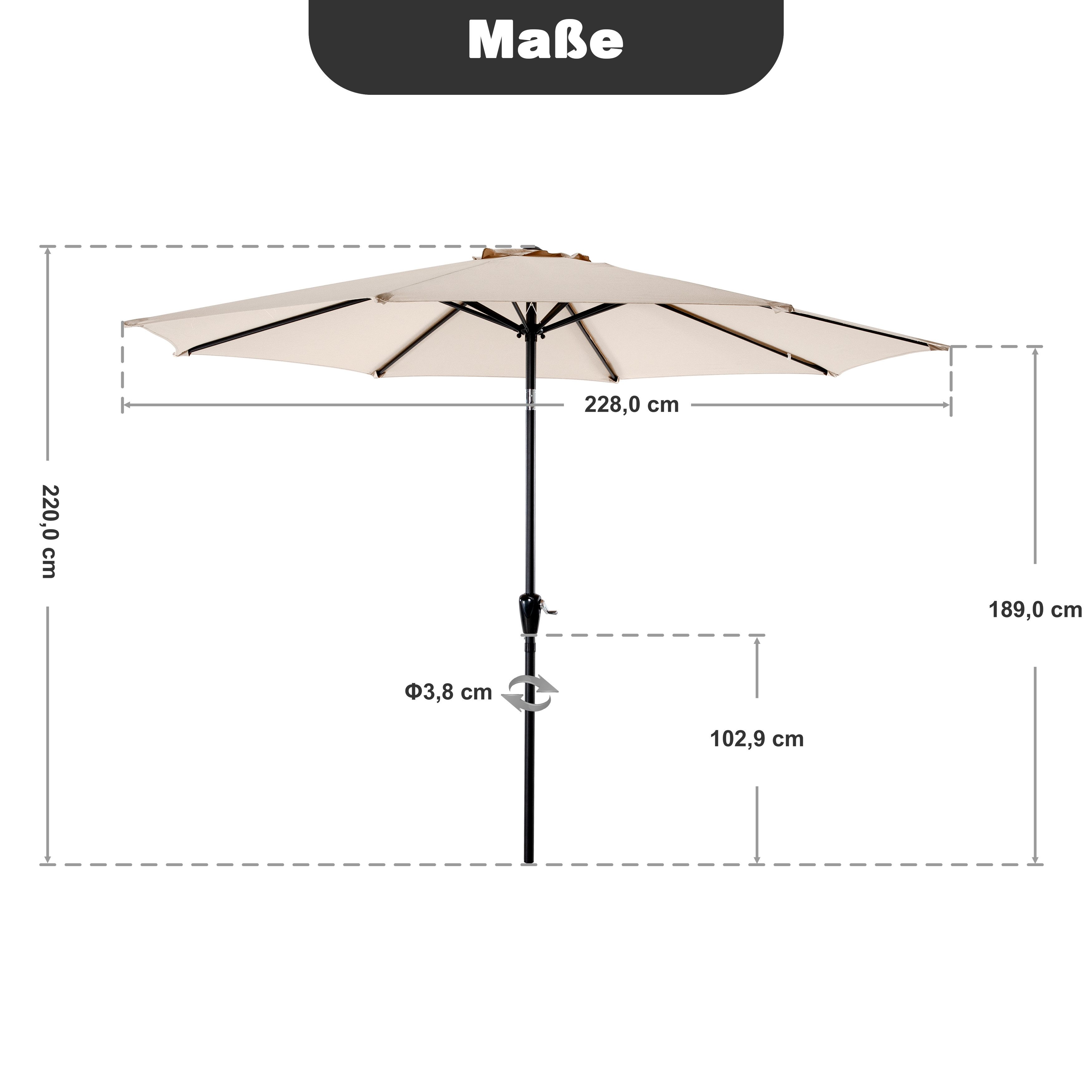 Avestar Sonnenschirm Aluminium-Sonnenschirm mit Kurbel und günstig online kaufen