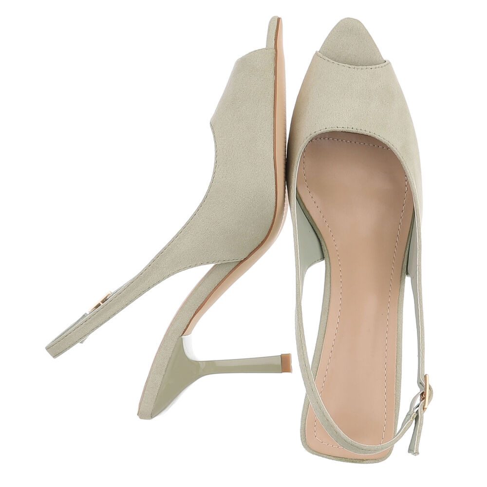 Ital-Design Damen Slingback-Pumps mit High Heel und Schnalle Schnürpumps (91849519) Pfennig-/Stilettoabsatz High Heels in Hellgrün
