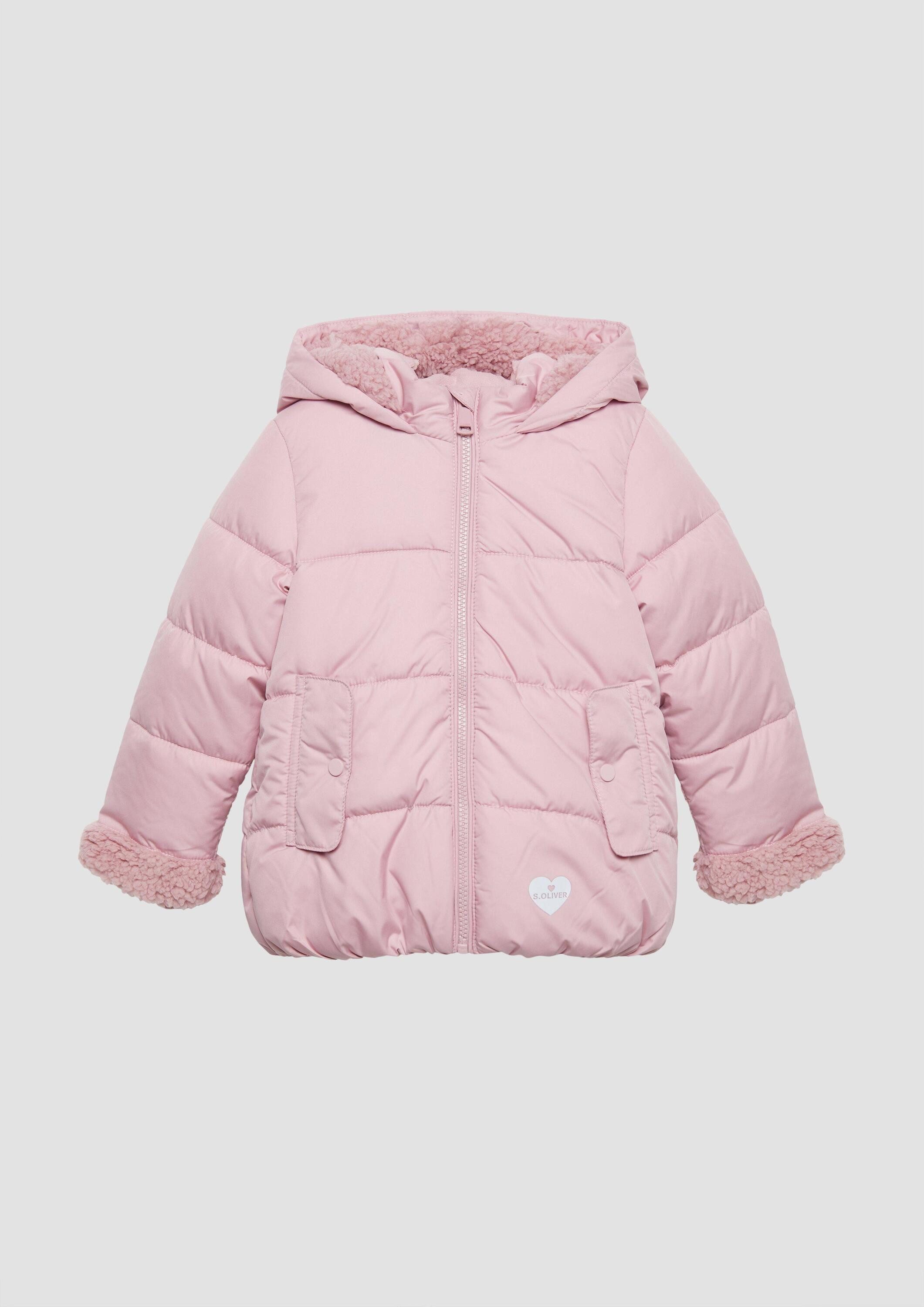 s.Oliver Winterjacke Outdoor-Jacke Steppjacke mit Teddyplüsch-Details und Fleecefutter