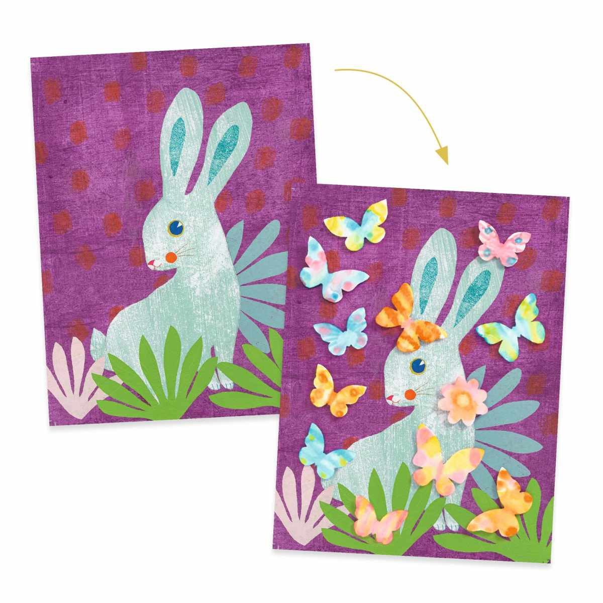 DJECO Kreativset Malset mit Tiermotiven für Kinder von 3-6 Jahren mit Löschpapier
