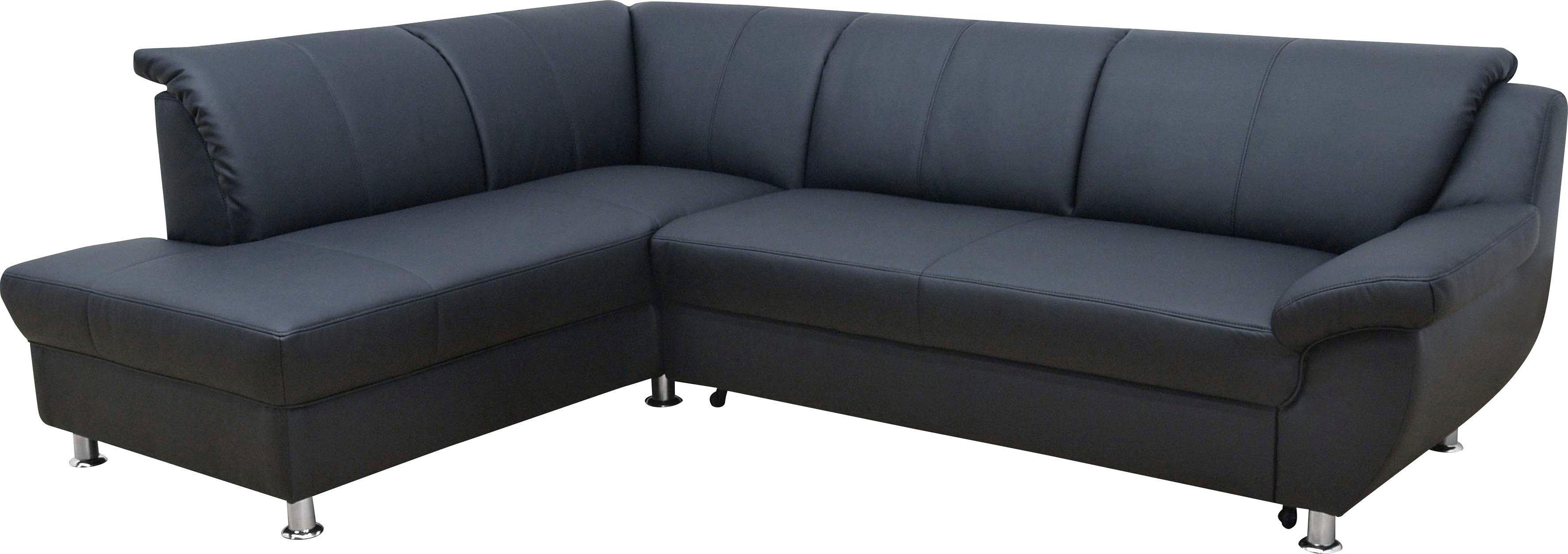 DOMO collection Ecksofa Pilar, elegant & zeitlos, komfortabel, bequeme Armlehnen, Breite 254cm, mit Ottomane, wahlweise mit Bettfunktion, Kunstlederbezug, L-Form