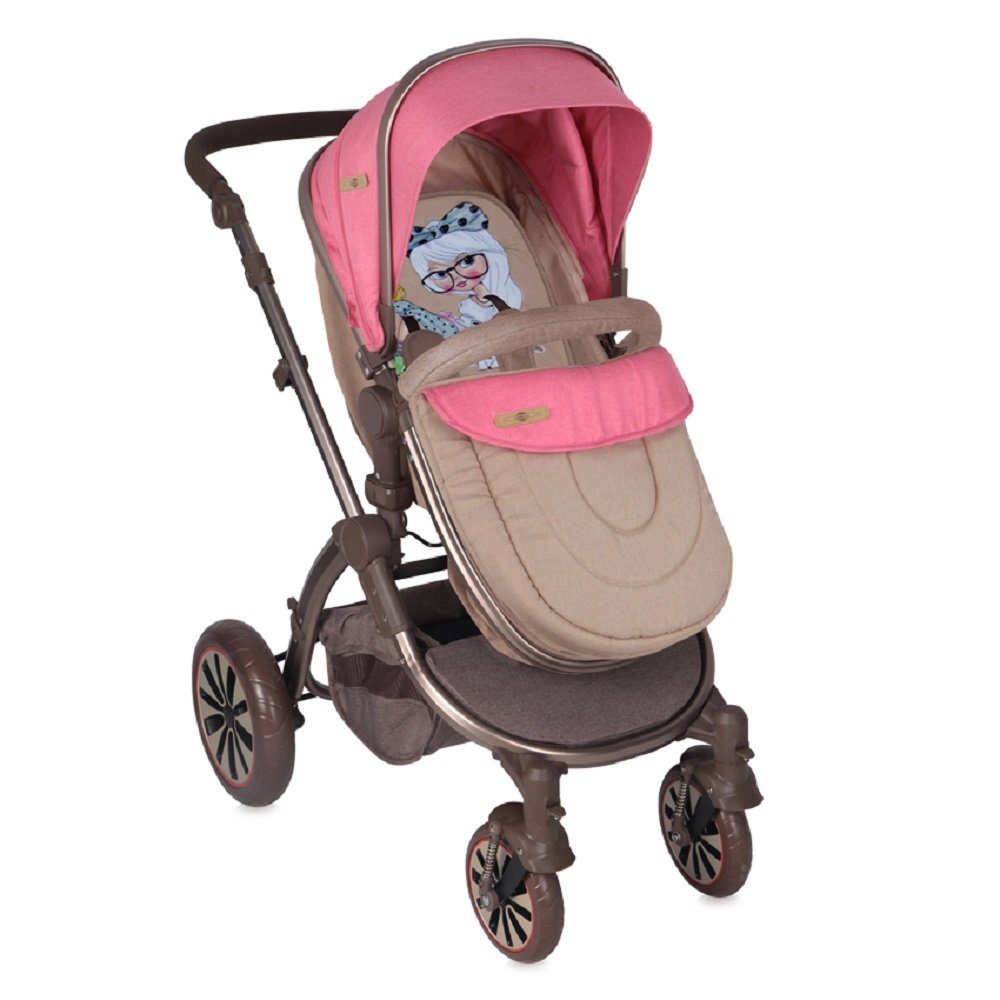 Lorelli faltbar einstellbar Tasche 1, Aurora Kombi-Kinderwagen Kombikinderwagen 2 Fußabdeckung in rosa