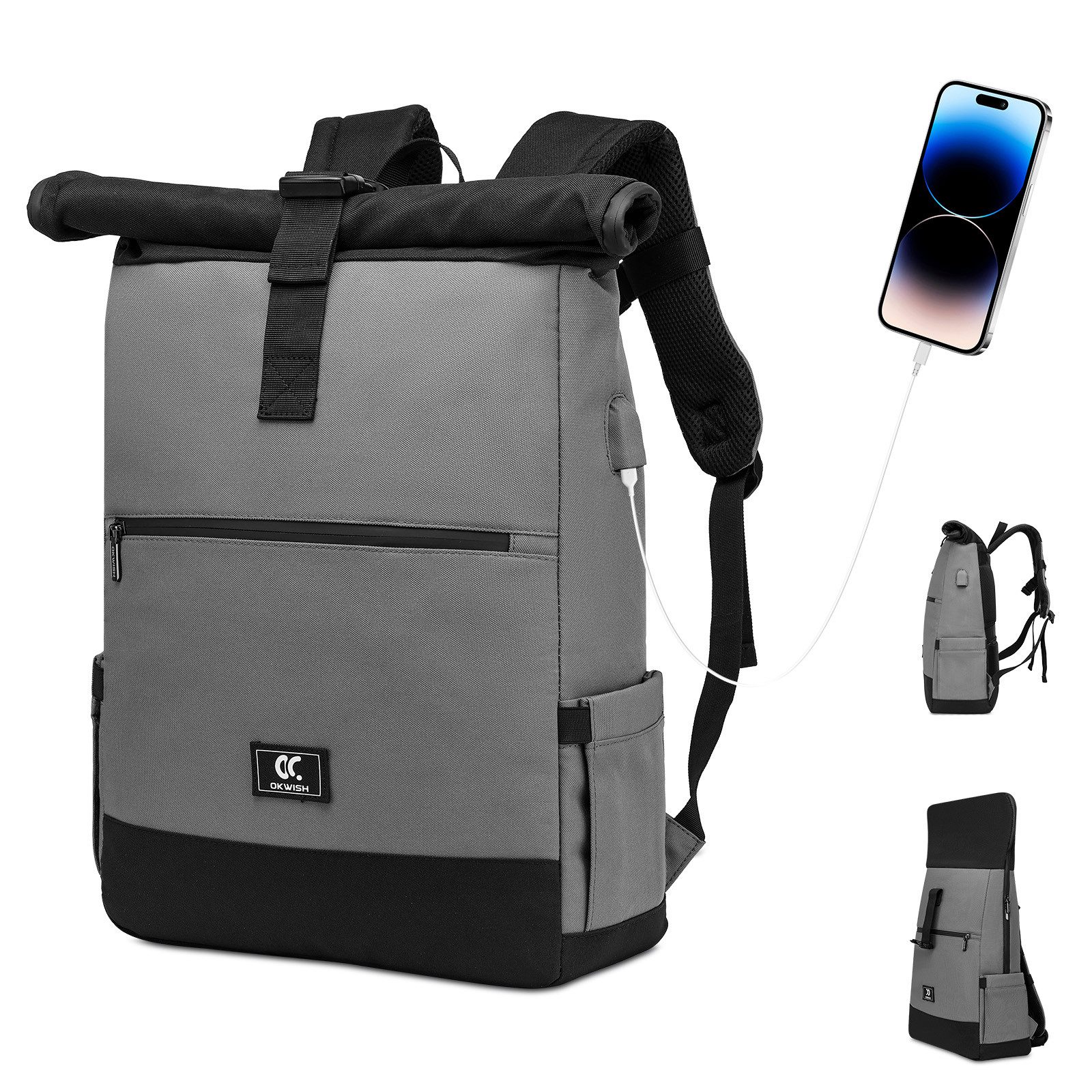 MODFU Laptoprucksack Tagesrucksack Freizeitrucksack mit Anti Diebstahl Rückentasche (Tasche Schule Uni Rucksack Schulrucksack 25-30L, 1-tlg., mit Laptopfach bis 15,6 Zoll, Anti-Diebstahl, mit USB-Ladeanschluss), für Uni Arbeit Schule Büro Outdoor Freizeit Fahrrad Reisen