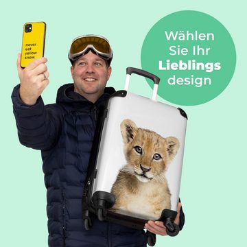 NoBoringSuitcases.com© Koffer Löwe - Tiere - Natur - Weiß 67x43x25cm, 4 Rollen, Mittelgroßer Koffer für Erwachsene, Reisekoffer