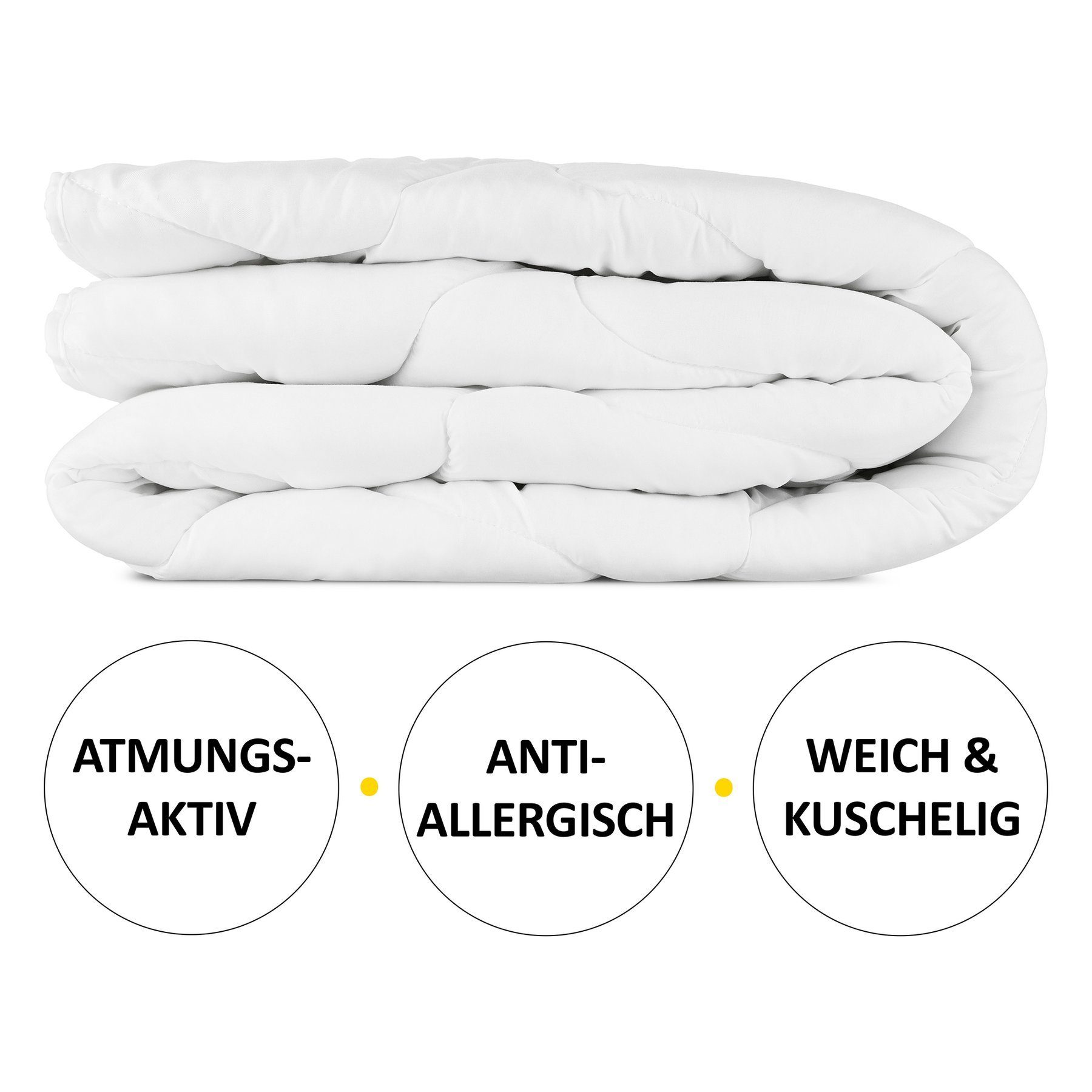 Set Faser, Füllung: Asphald, 2 195x215cm Kissen, Polyester Jahreszeiten Microfaser 4-Jahreszeitenbett, 4 Bezug: Silikonisierte Steppdecke incl.