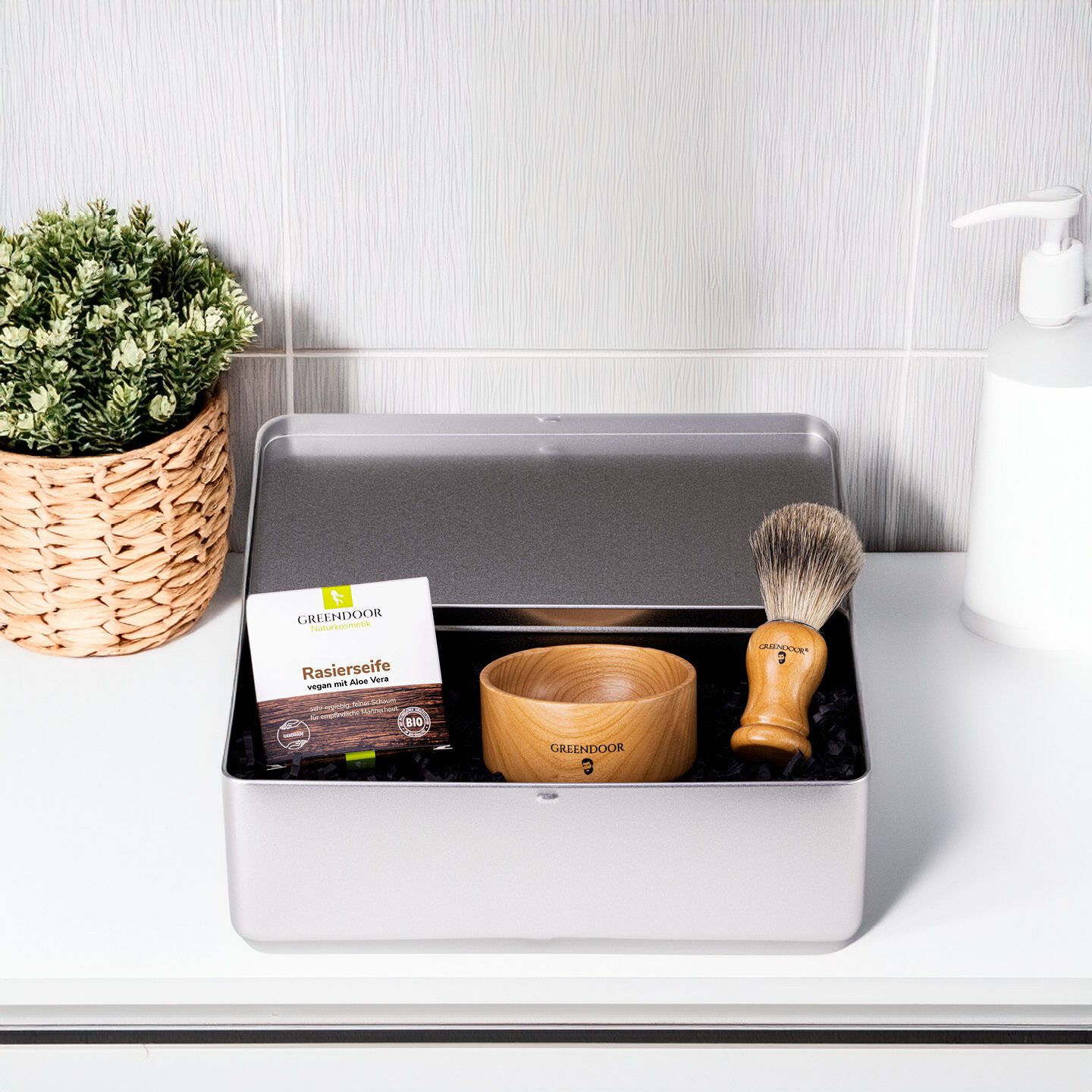 GREENDOOR Bartpflege-Set Rasierset Reine Natur