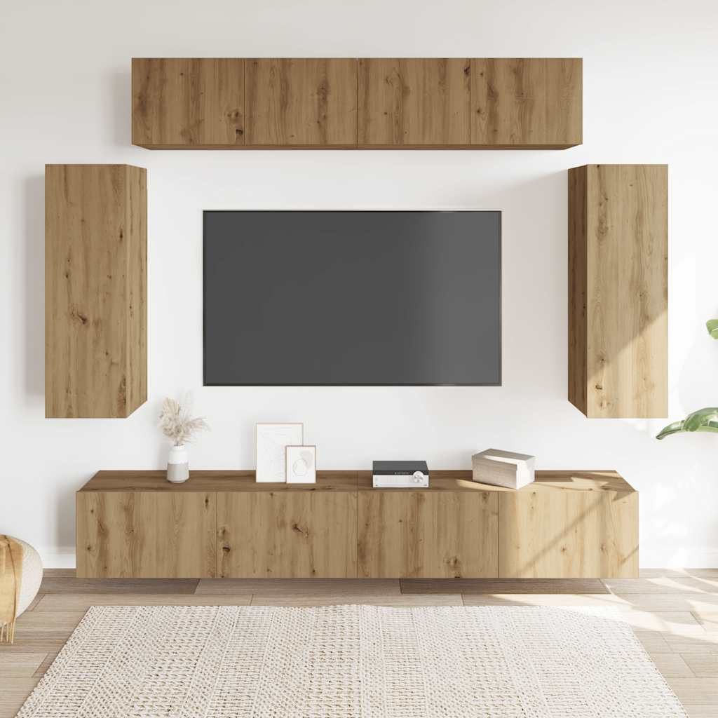 vidaXL TV-Schrank 6-tlg. TV-Schrank-Set Wandmontage Artisan-Eiche günstig online kaufen