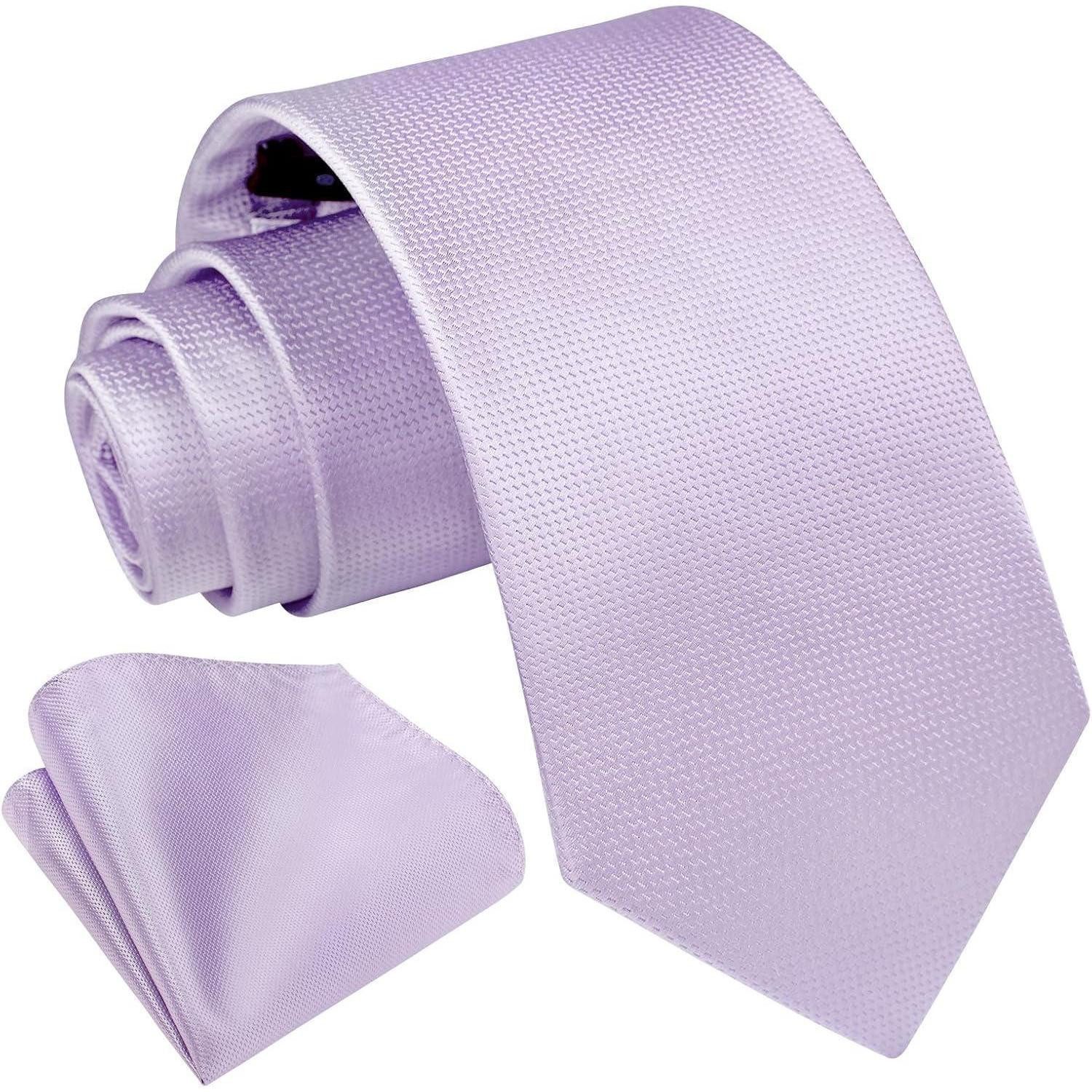 LuxusKollektion Krawatte Krawatte Einstecktuch Set Herren einfarbig Hochzeit Business Flieder