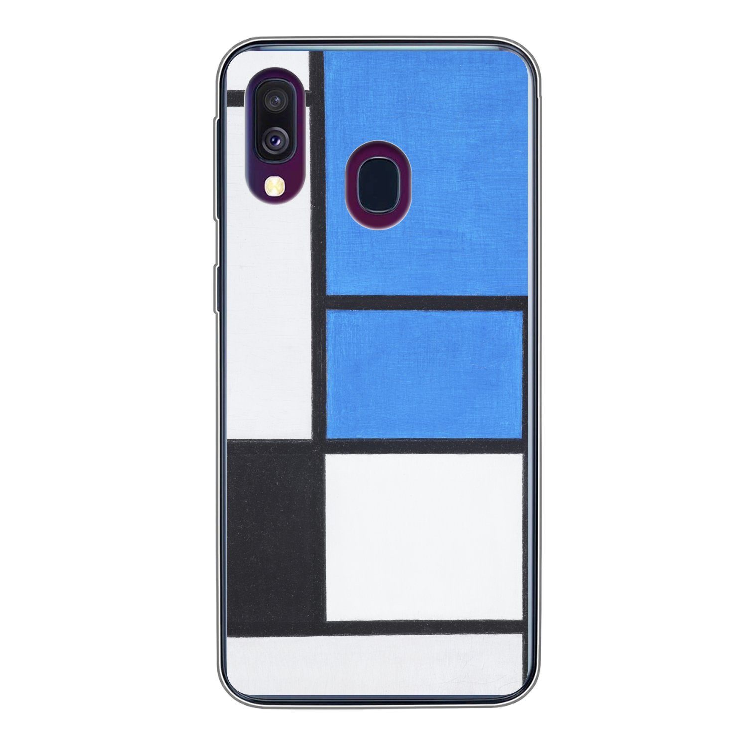 MuchoWow Handyhülle für Samsung Galaxy A40 Komposition mit Blau, Rot, Schwarz, Gelb und Gr, Smartphone-Bumper, Print, Handy Schutzhülle Dünn