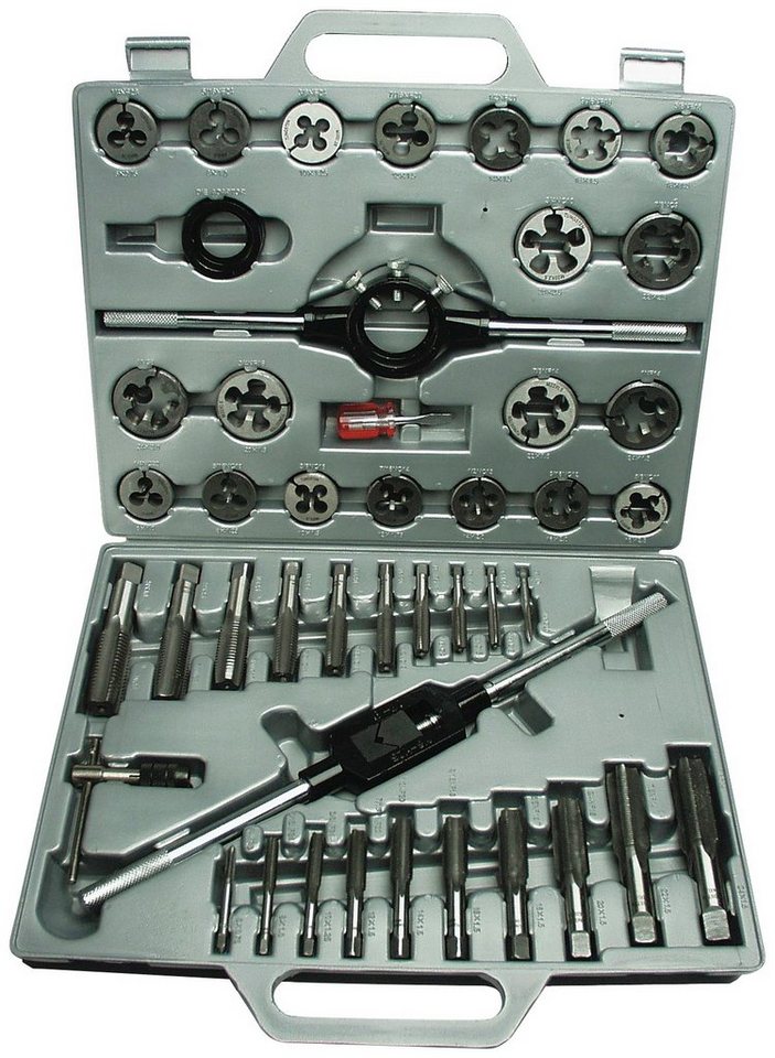 Brüder Mannesmann Werkzeuge Gewindeschneider, Set, 45-tlg., im Koffer, Aus  hochwertigem, legiertem Stahl hergestellt