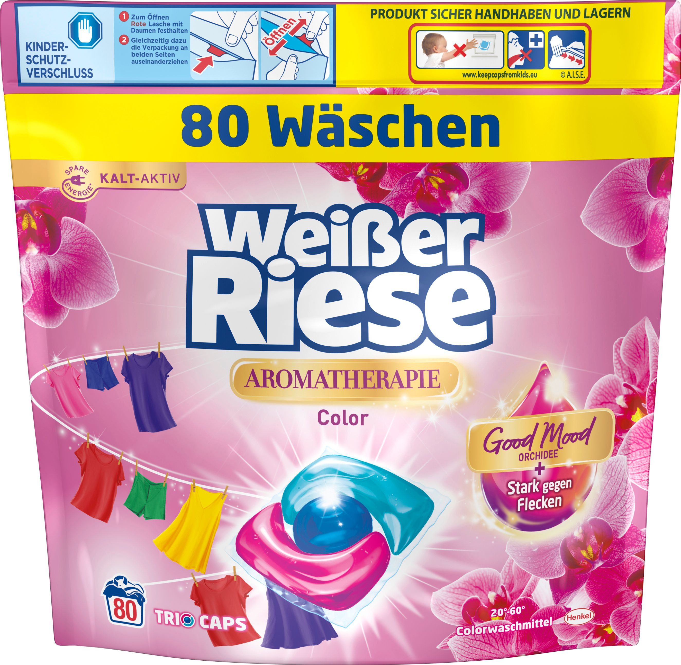Weißer Riese WEISSER RIESE Trio-Caps 2x 80 WL Color Orchidee Aromatherapie Colorwaschmittel